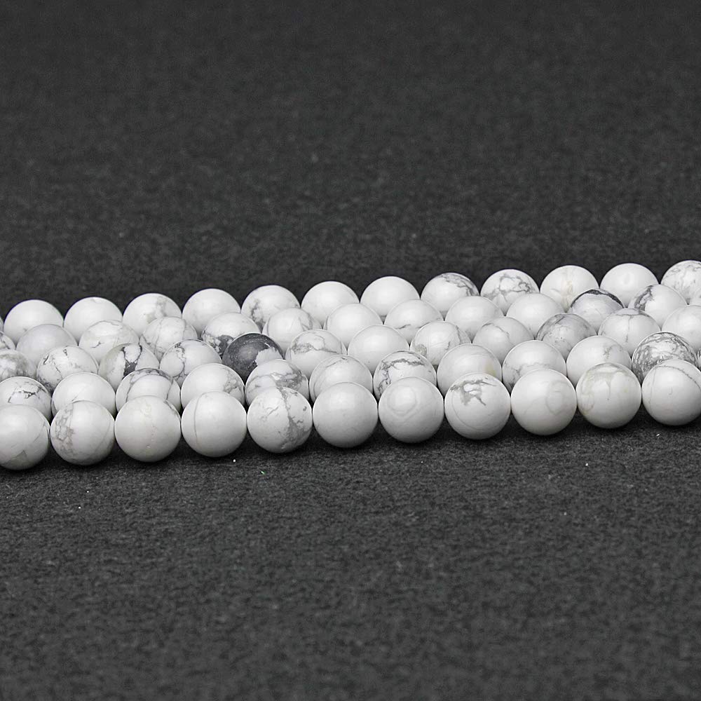 MJDCB AAAA Natural Stone Beads White Howlite Turquoise Round Loose Beads for Jewelry Making 15" (6mm)