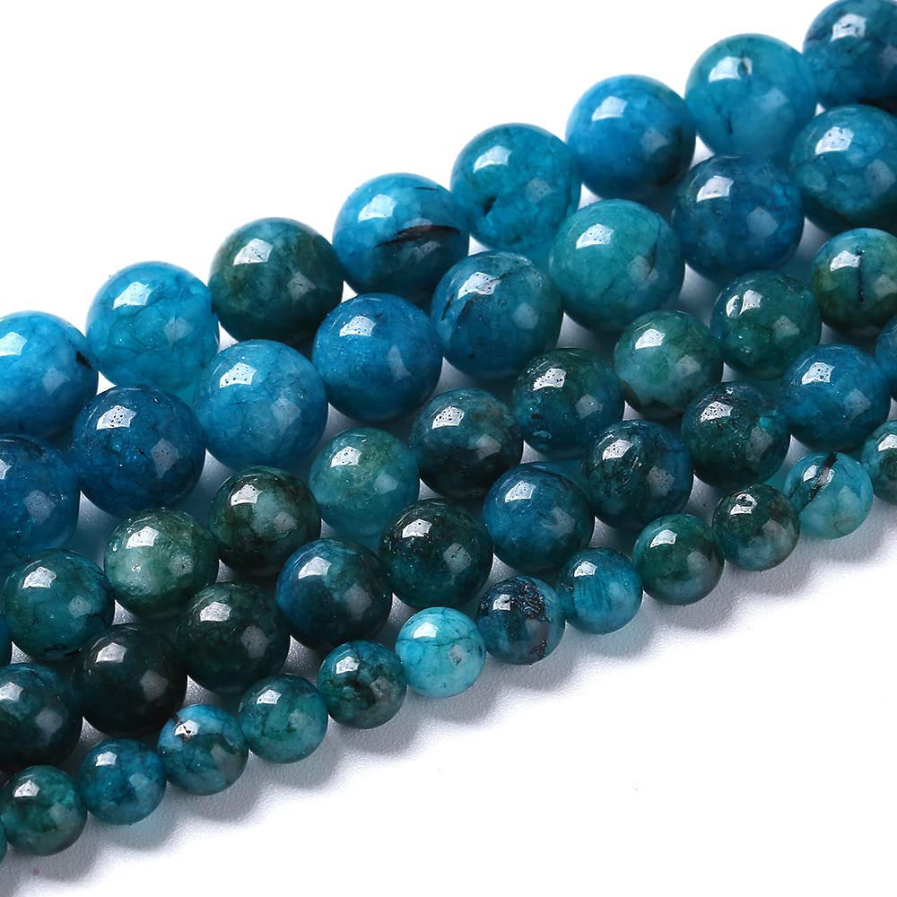 10mm 36pcs Natural Stone Blue Apatite Beads for Jewelry Making DIY Bracelet Necklace Accessories 15" Energy Healing Power Stone Beads (Blue Apatite Jades, 10mm)