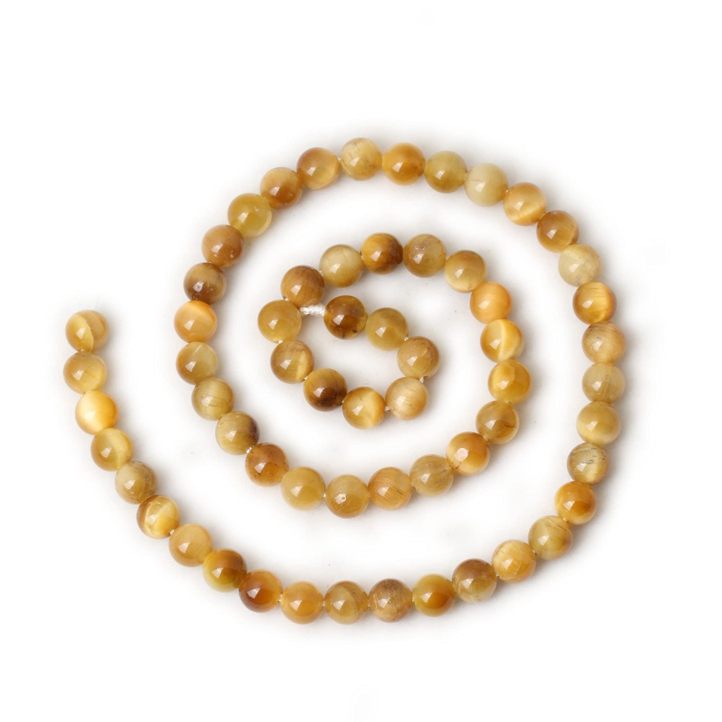 CHEAVIAN 60PCS 6mm Natural Golden Tiger Eye Stone Round Loose Beads for Jewelry Making DIY Bracelet Necklace Materials 1 Strand 15"