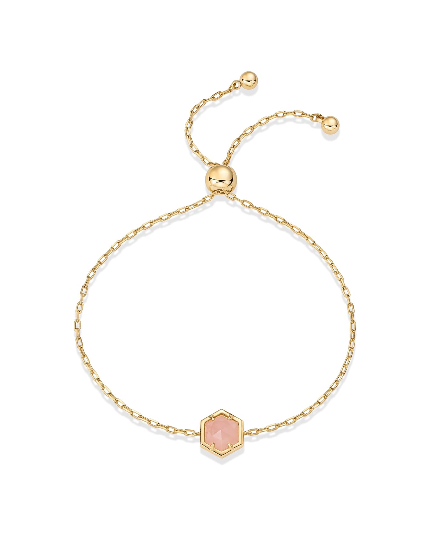 PAVOI 14K Yellow Gold Plated Hexagon Rose Quartz Gemstone Bracelet for Women | Dainty Solitaire Natural Birthstone Gemstones Bracelet