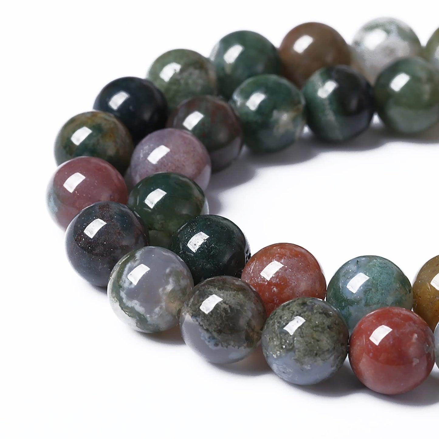 45pcs 8mm Natural Indian Agate Gemstone Beads Smooth Round Loose Spacer Beads for Jewelry Making DIY Bracelet Necklace 15" Strand