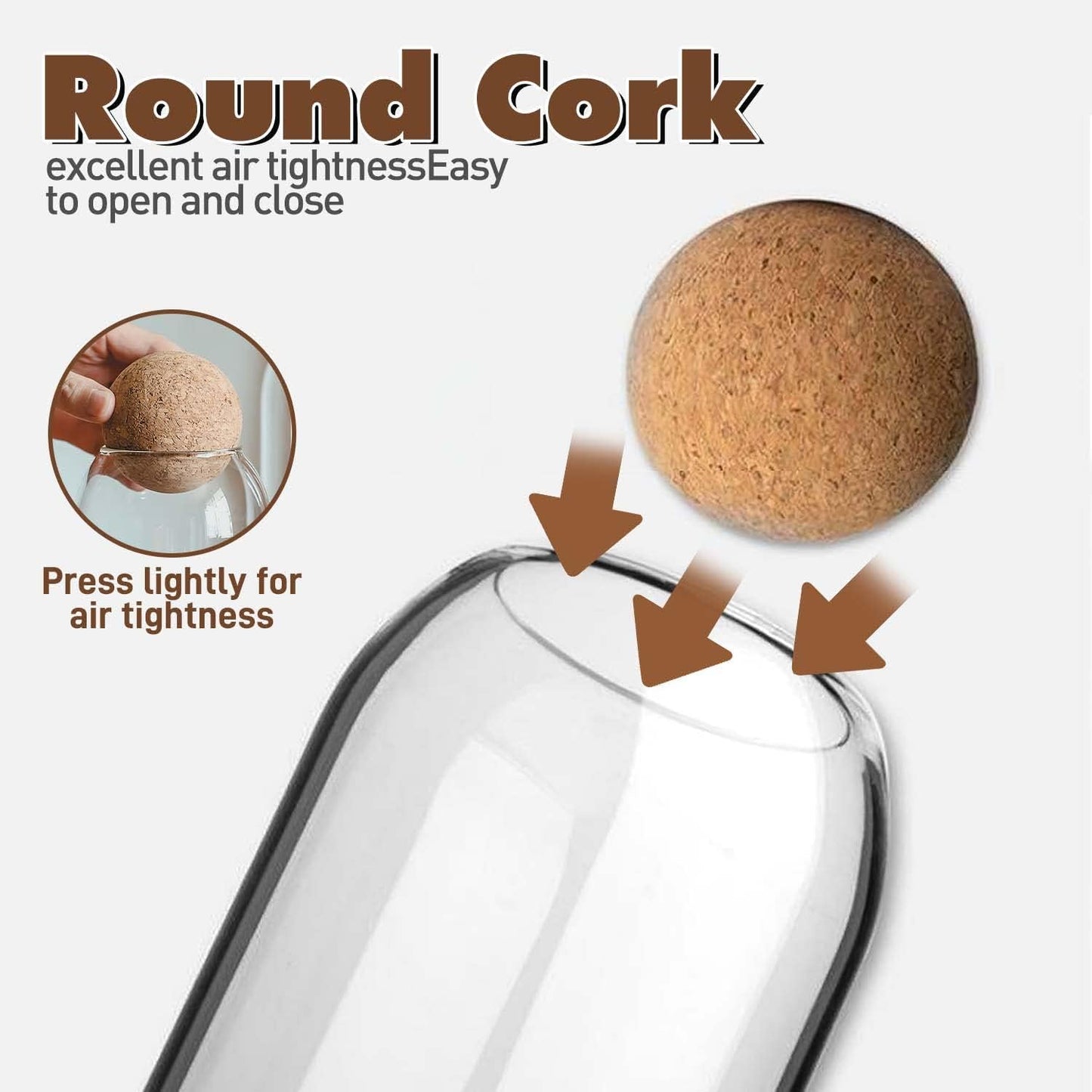 La Llareta Glass Food Storage Canister, 550ml/19oz Storage Container with Ball Cork, Clear Glass Storage Jar, Sealed Container Canister, for Spices, Sugar, Coffee, Biscuits, Candies