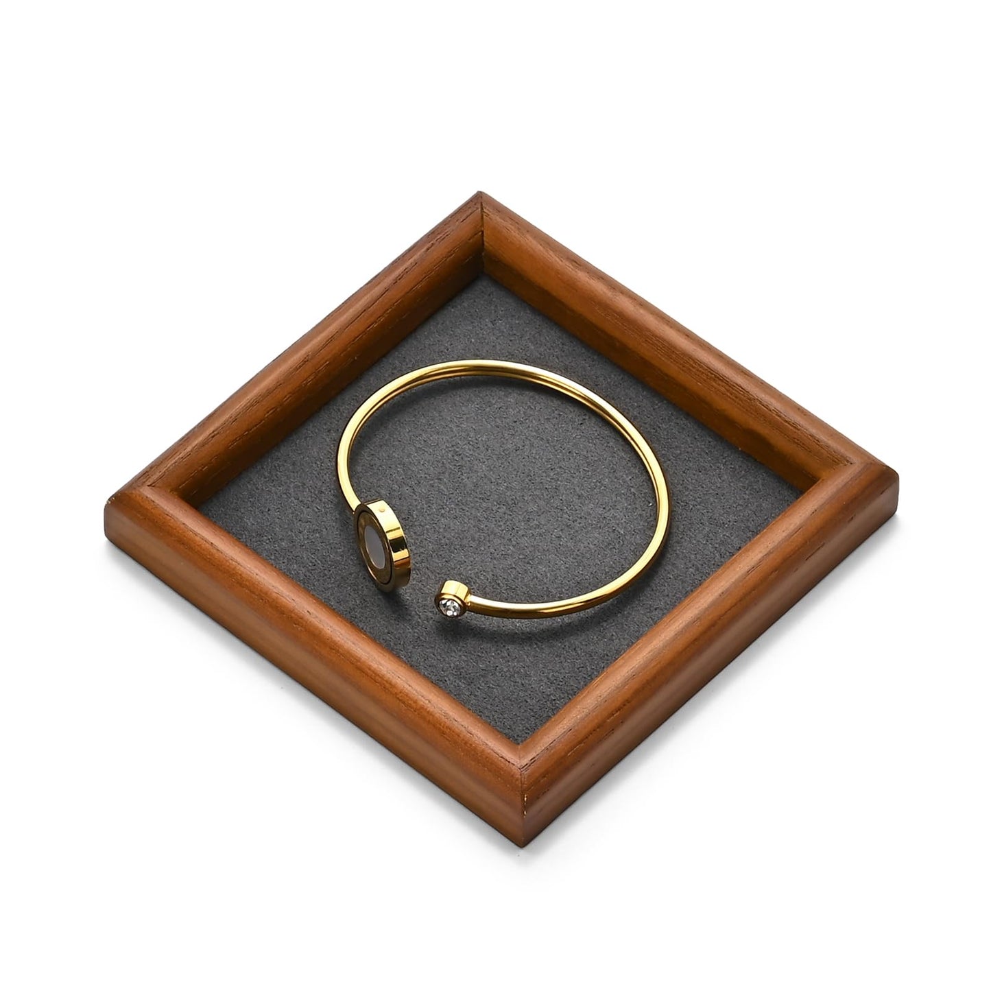 Woodten Jewelry Display Tray for Ring Earrings Necklace Bangle Solid Wood Jewelry Dish Tray Catchall(XS,Grey)