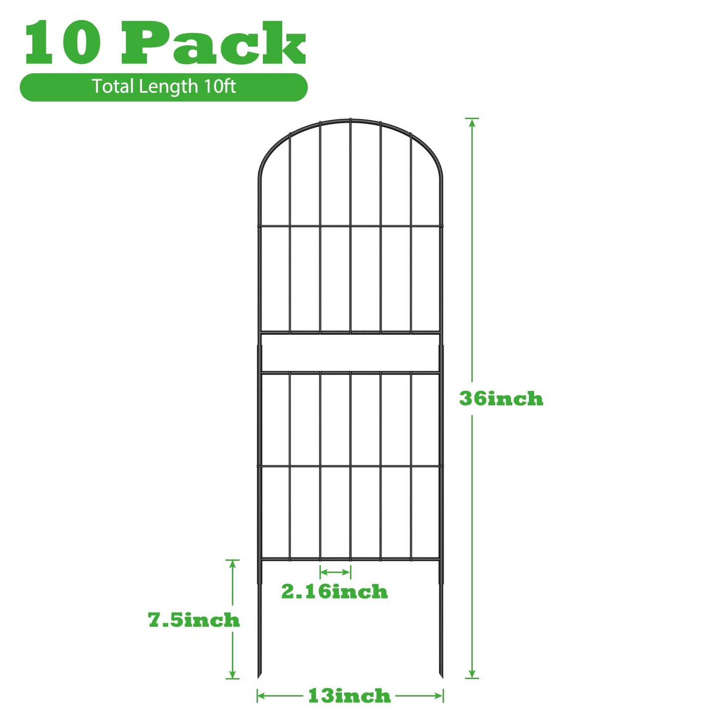 OUSHENG Decorative Garden Fence Fencing 10 Pack, 36in (H) x 10.8ft (L) Rustproof Metal Wire Panel Border Animal Barrier for Dog, Flower Edging for Yard Landscape Patio Outdoor Decor, Arched