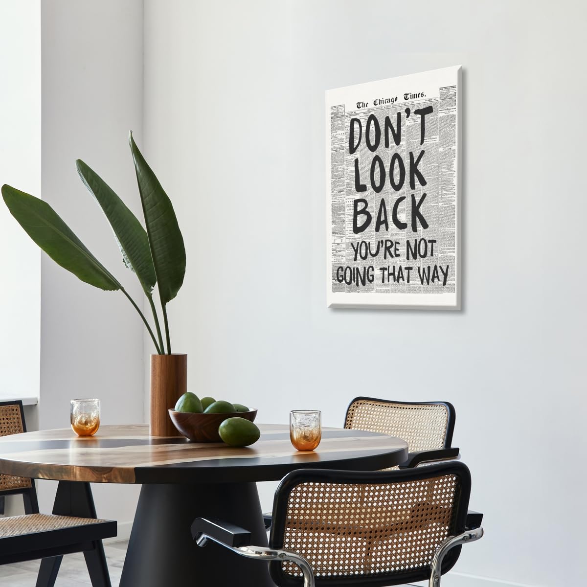 Black and White Retro Newspaper Wall Art Trendy Inspirational Quote Poster Don't Look Back Positive Motivational Affirmation Print Preppy Aesthetic Room Apartment Bedroom Decor 12x18inch Unframed