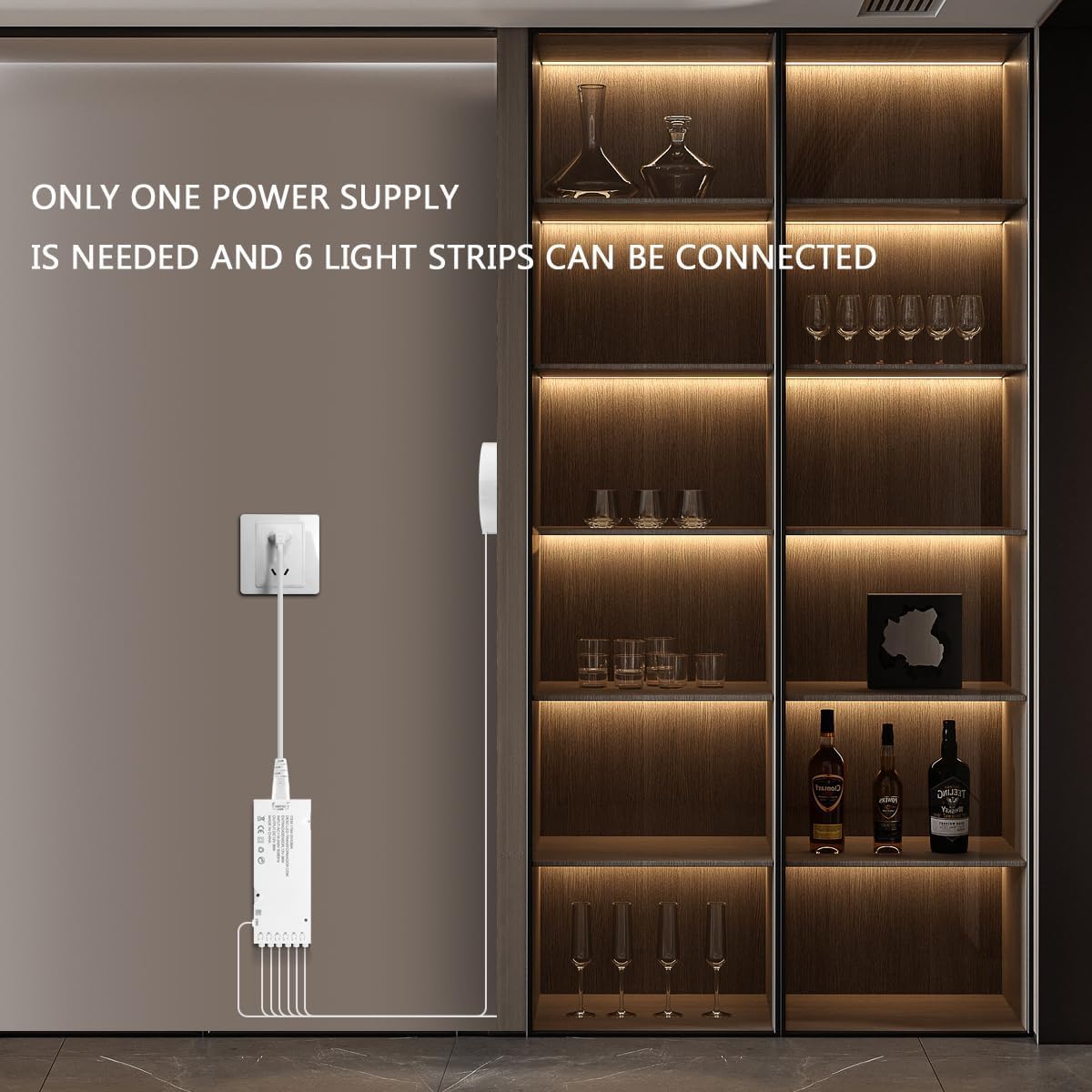 tlinkosta Cabinet Light COB LED Strip Lights 6-in-1 Dimmable Touch Control for Display Cabinets, Wardrobes, Kitchen, Wine Cabinets, Showcase & Shelf Lighting (Warm Light, 3.3ft)