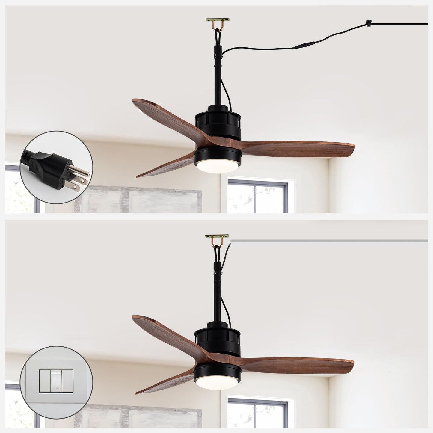 Vernal Life 42“ Gazebo Fans Outdoor Hanging for Pergola Patios Waterproof with Remote Control, DC Motor w 6-Speeds, Walnut