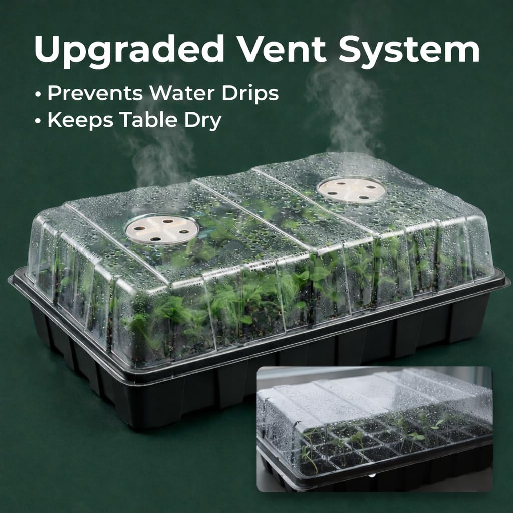 Gardzen 10-Set Garden Propagator Set, Seed Tray Kits with 400-Cell, Seed Starter Tray with Dome and Base 15" x 9" (40-Cell Per Tray)