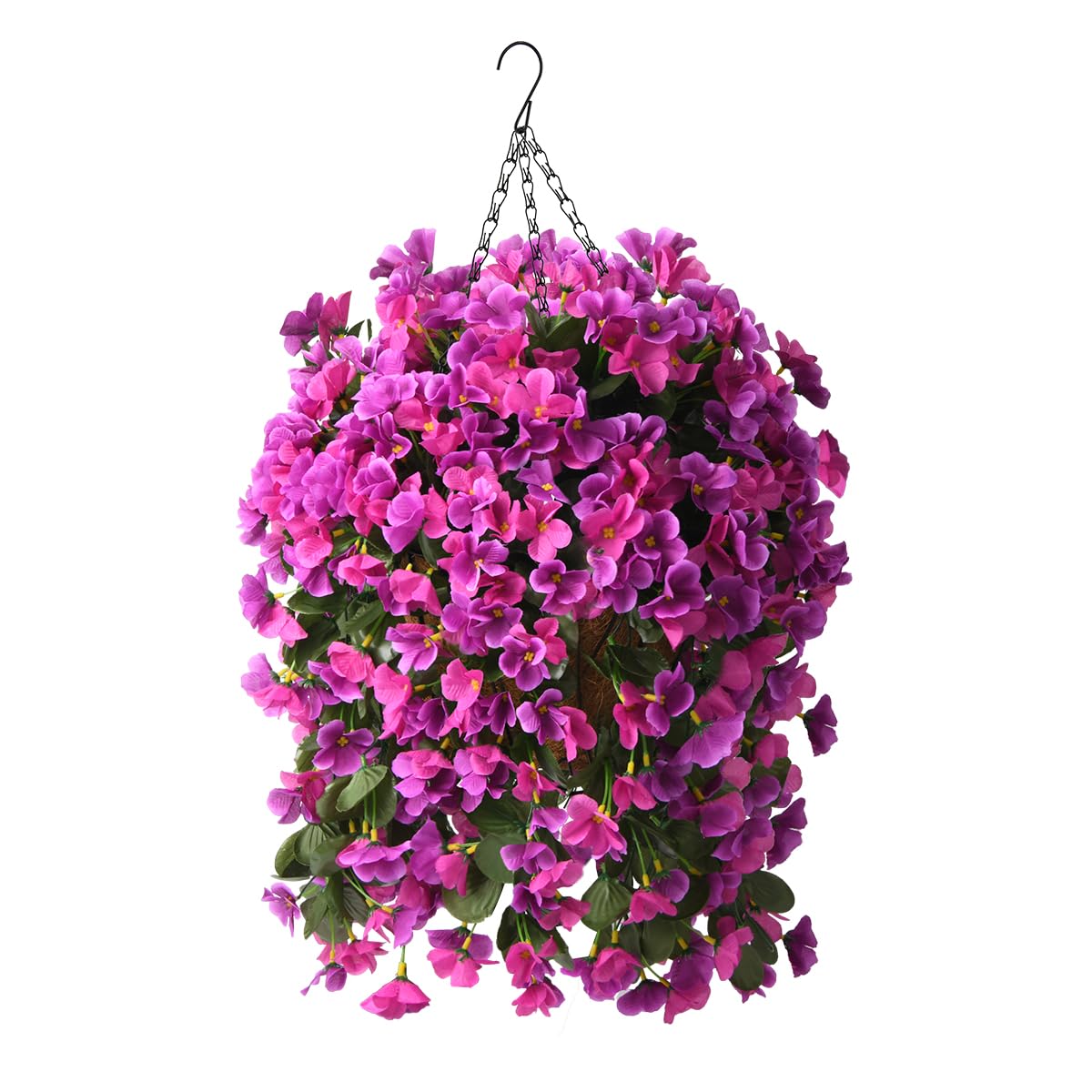 INQCMY Artificial Fake Hanging Plants Flowers Basket for Spring Summer Outdoor Outside Decoration,Faux Silk Begonia Flower in Planter Look Real UV Resistant for Home Porch Patio Balcony Yard Decor