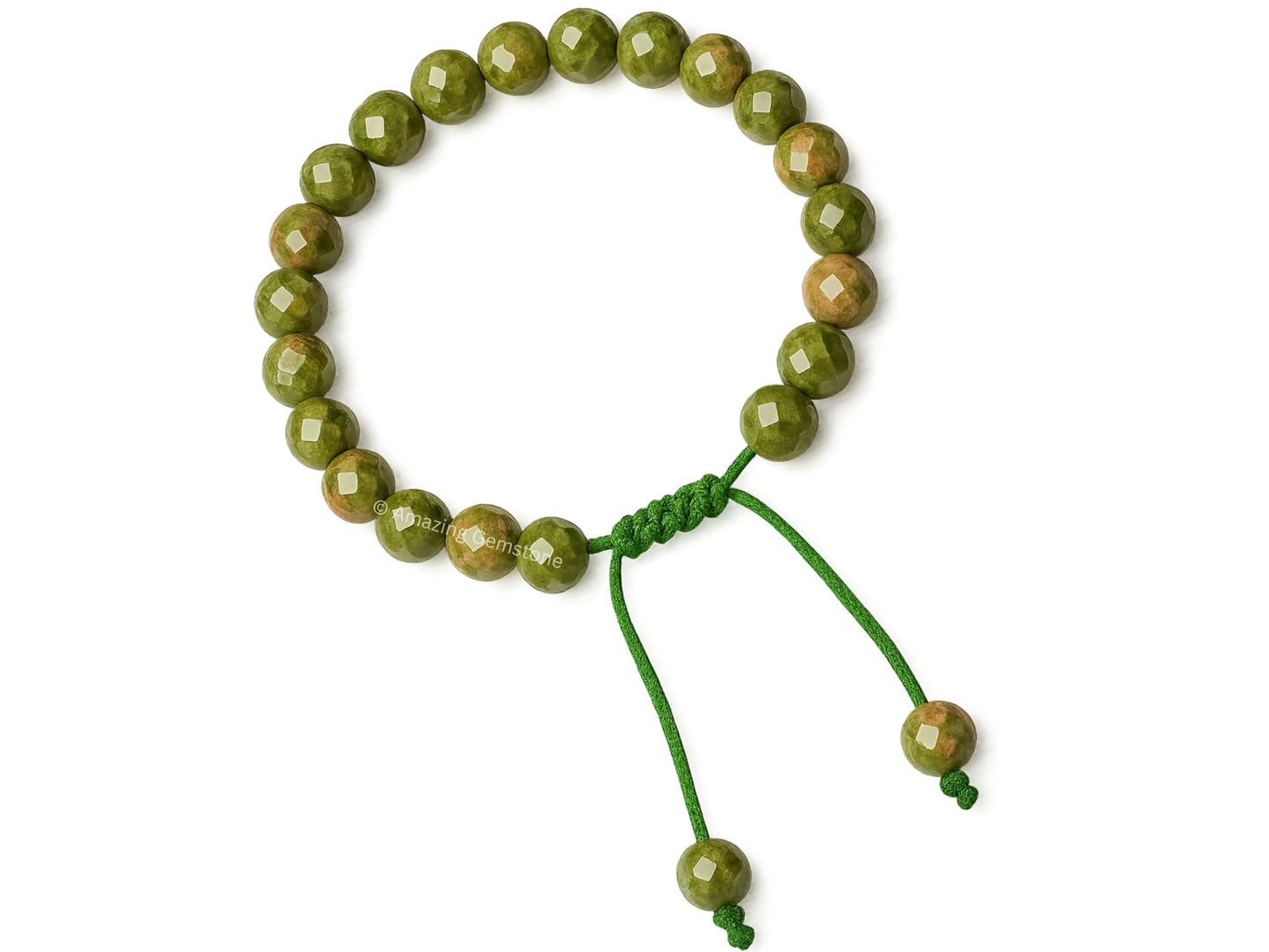 Amazing Gemstone Unakite Bracelet for Women - Chakra Mens Bracelet Protection Crystals and Healing Stones - Blessing Spiritual Meditation Stocking Stuffers (Faceted Beaded Bracelet, Adjustable)