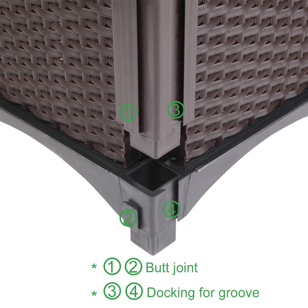 Planter Raised Beds Kits Set of 4, Plastic Elevated Garden beds with Brackets for Flowers Vegetables, Outdoor Indoor Planting Box Container for Garden Patio Balcony Restaurant, Easy Assembly (Brown)