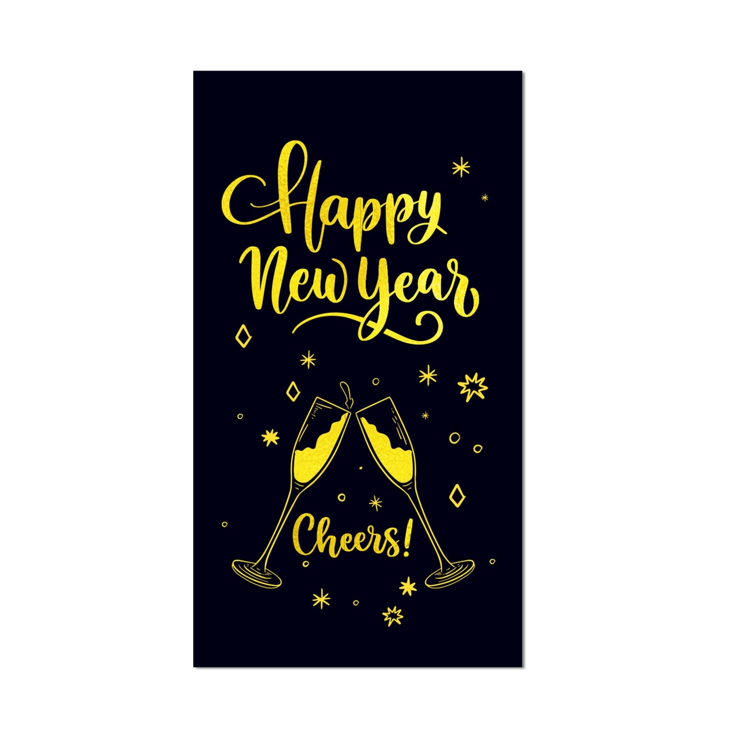 100 Pcs Happy New Year's Paper Napkins Disposable Party Napkins - Black and Gold Festive Design with "Happy New Year's" Wishes, 8x4.5 Inches for Xmas Winter Holiday Celebrations, New Years Eve Parties