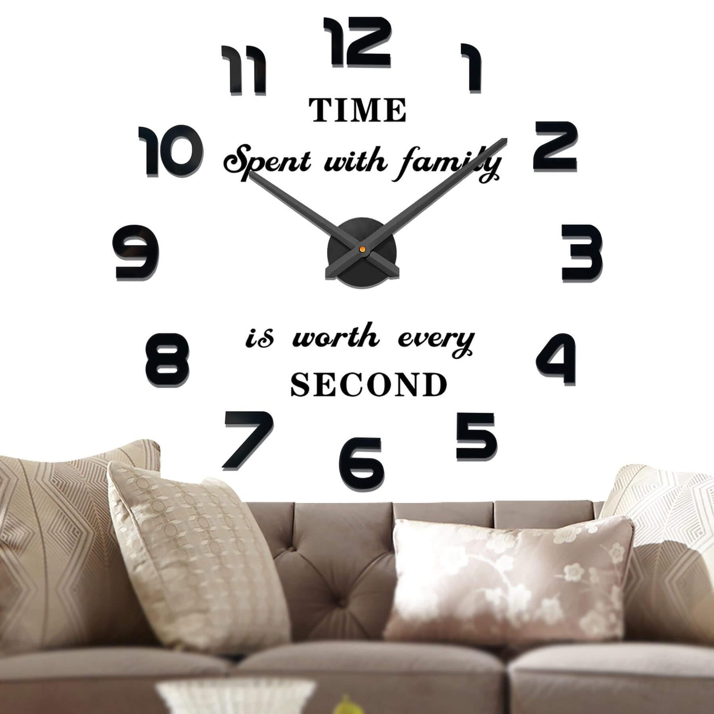 VANGOLD Large Wall Clocks for Living Room Decor, Decorative Wall Clocks Battery Operated (Black Wall Decor)