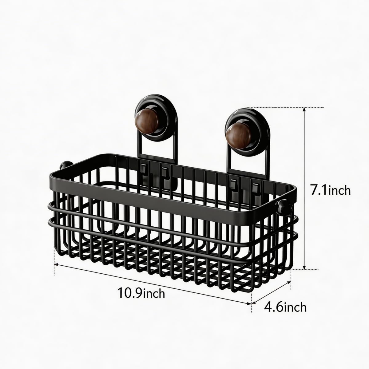 XIKEMADI Drill-Free Wall Mount Storage Basket, 11"x4.6"x3.9" Adhesive Mount Organizer for Kitchen & Bathroom, Waterproof Cotton Facial Tissue Holder for Counter (Black)