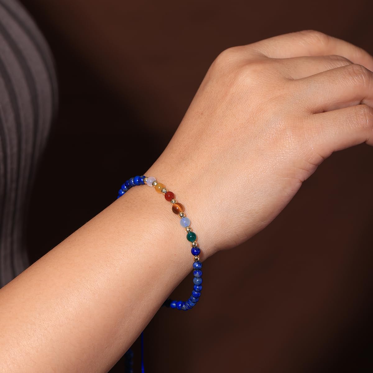 Jewever 7 Chakra Bracelets for Women Real Stone Lucky Rope Crystal Bead Bracelet Crystals and Healing Stones Jewelry Birthday Gifts (lapis lazuli)