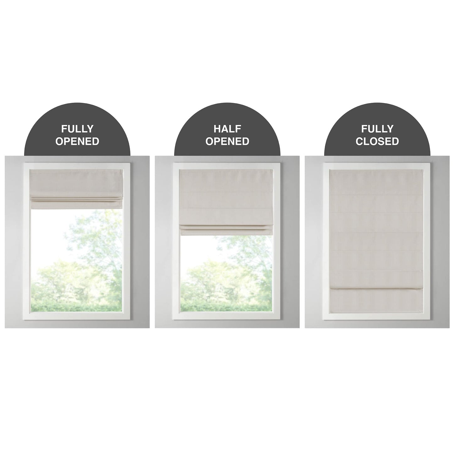 Madison Park Galen Cordless Roman Shade, 34"W x 64"H, Sheen Ivory – Room Darkening, Thermal Insulated, Energy Efficient Window Blind with Subtle Sheen Basketweave Fabric for Privacy