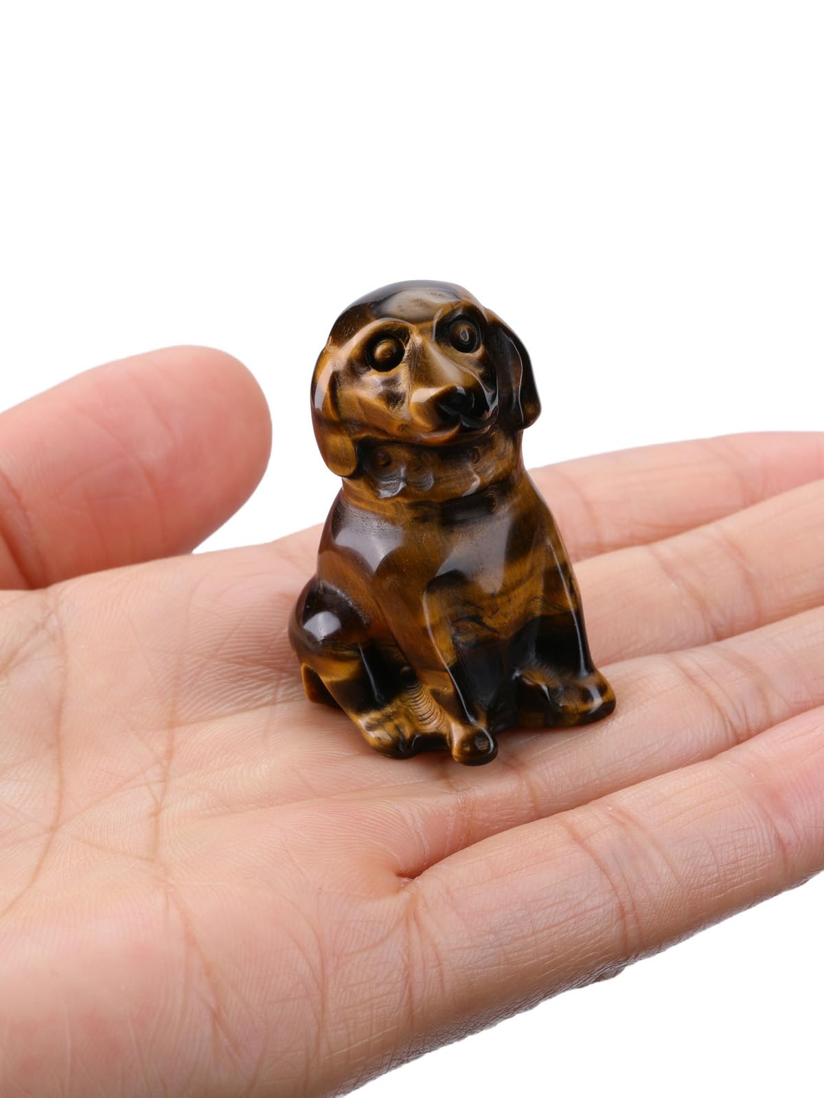CrystalTears Tiger Eye Crystal Dog Ornament, Cute Dogs Gifts for Women Dog Lovers Men Christmas, 1.5” Lucky Healing Gemstone Labrador Dogs Puppy Figurine Statue for Home Office Desk Decor