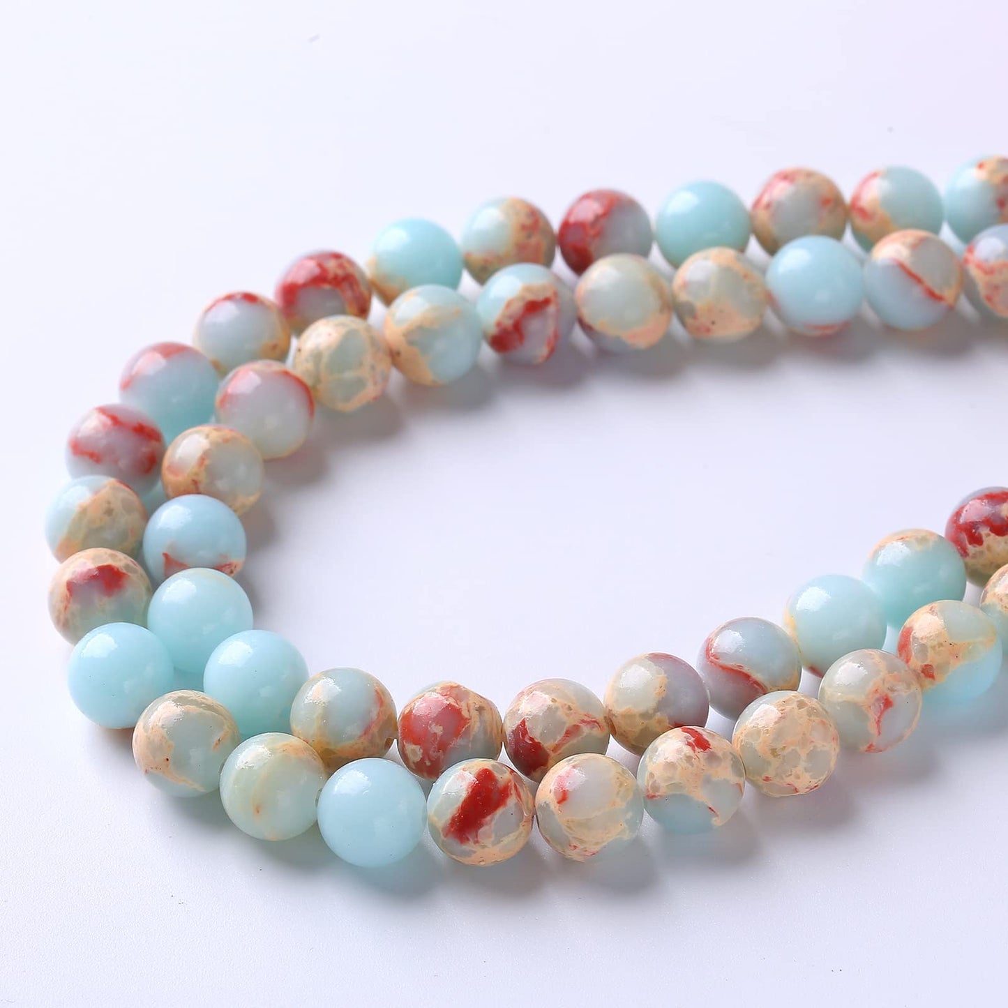 90PCS 4mm Natural Blue Jasper Beads Longevity Mountain Stone Round Loose Spacer Beads for Jewelry Making DIY Energy Stone Healing Power Bracelet 15"(4mm, Blue Jasper)