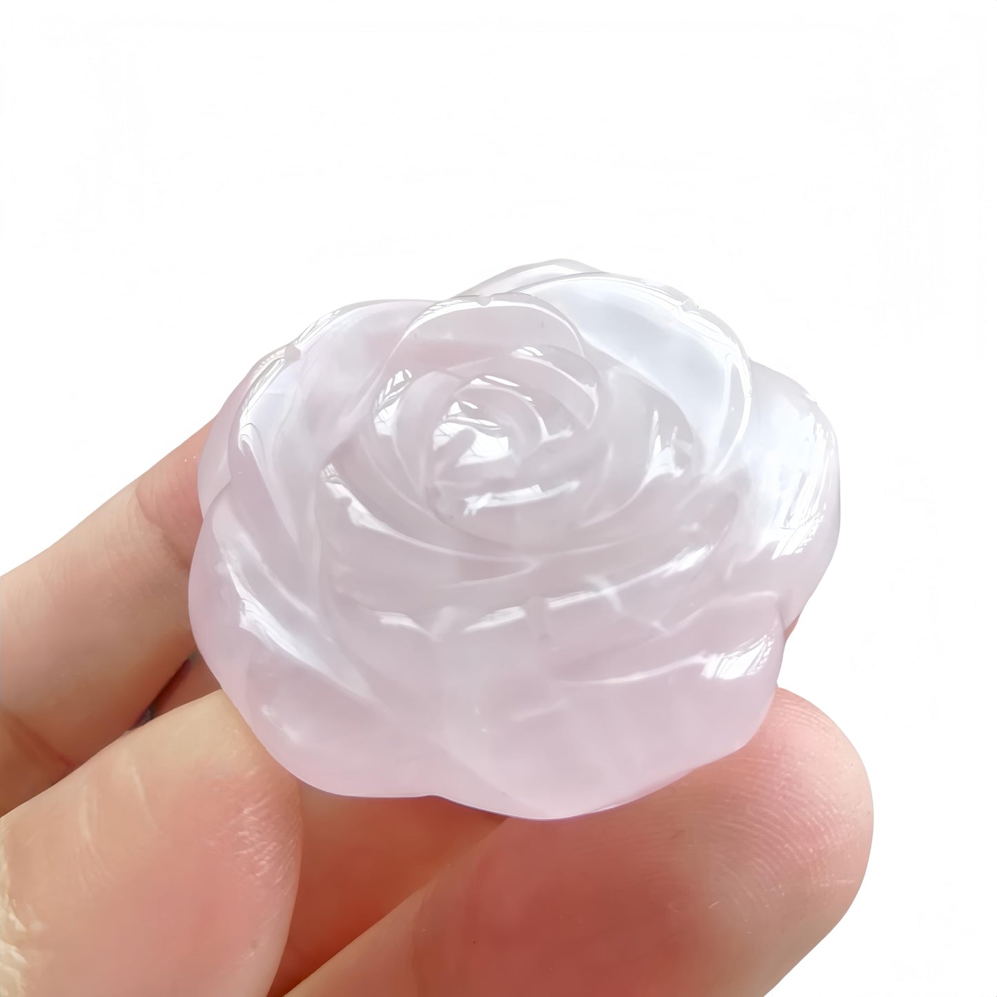 Sunshcat Natural Rose Quartz Crystal Rose Pendant,Three Dimensional Carved Healing Meditation Jewelry Crystals and Healing Stone Figurine,Suitable for DIY Jewelry Making and Valentine's Day Gift