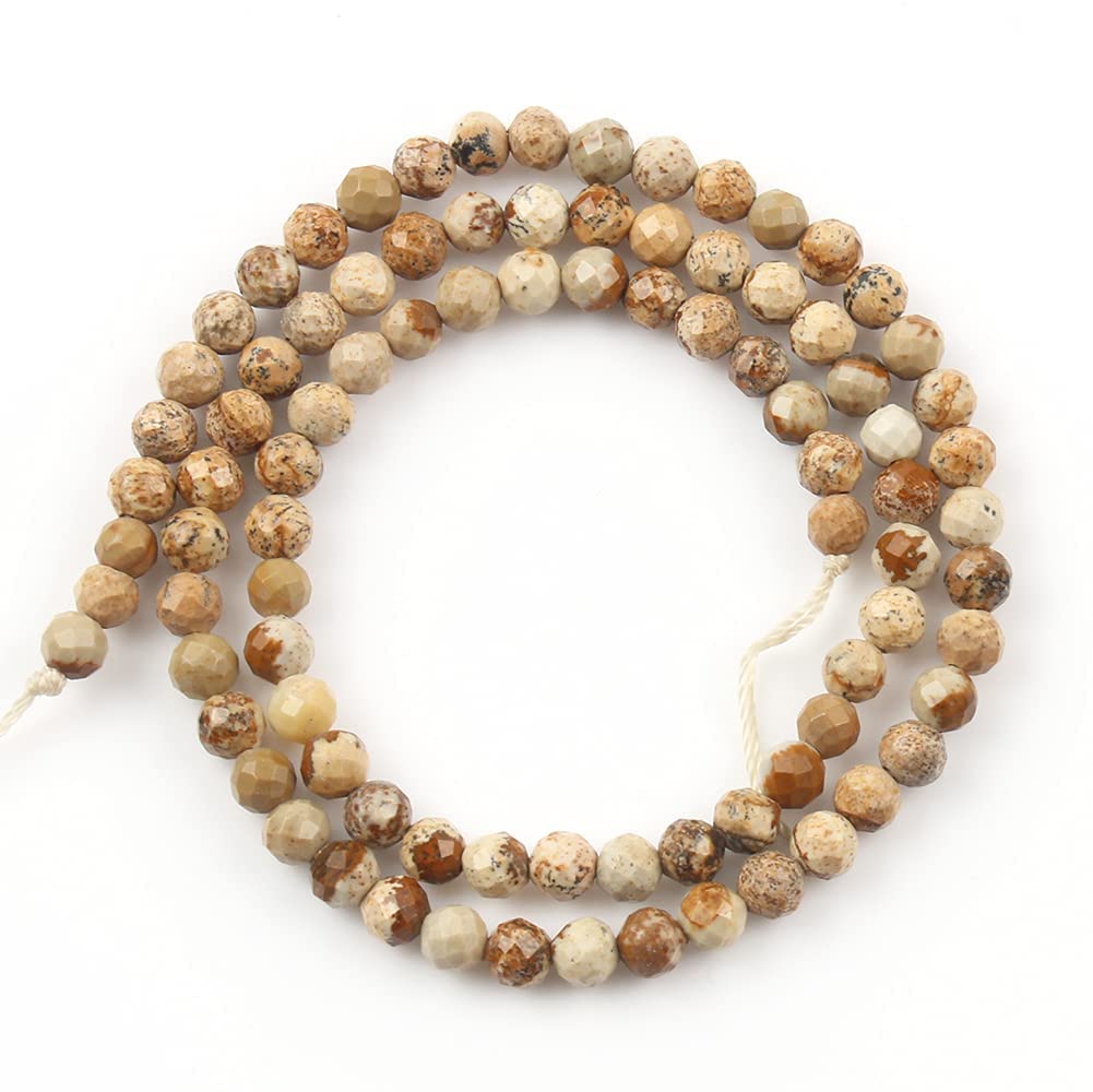 Song Xi 120pcs 3mm Natural Picture Gemstone Beads Faceted Round Loose Stone Beads for Jewelry Making