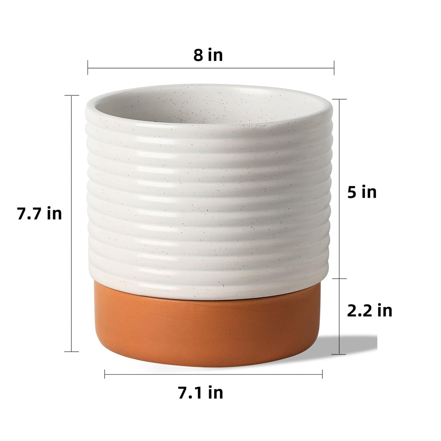 Chubacoo Self Watering Plant Pot : 8 Inch Ceramic Planter with Drainage Hole & Water Storage Plus - Flowerpot for Indoor & Outdoor Plants (Cream White & Red-Brown)
