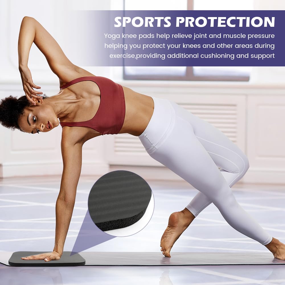 Yoga Knee Pad, Exercise Fitness Yoga Knee Pad Cushion, Foam Floor Pilates Non-Slip Cushions Wrist Elbow Pad Sports Mat for Pilates, Pray, Exercises (Black, 29X19X1.5CM)