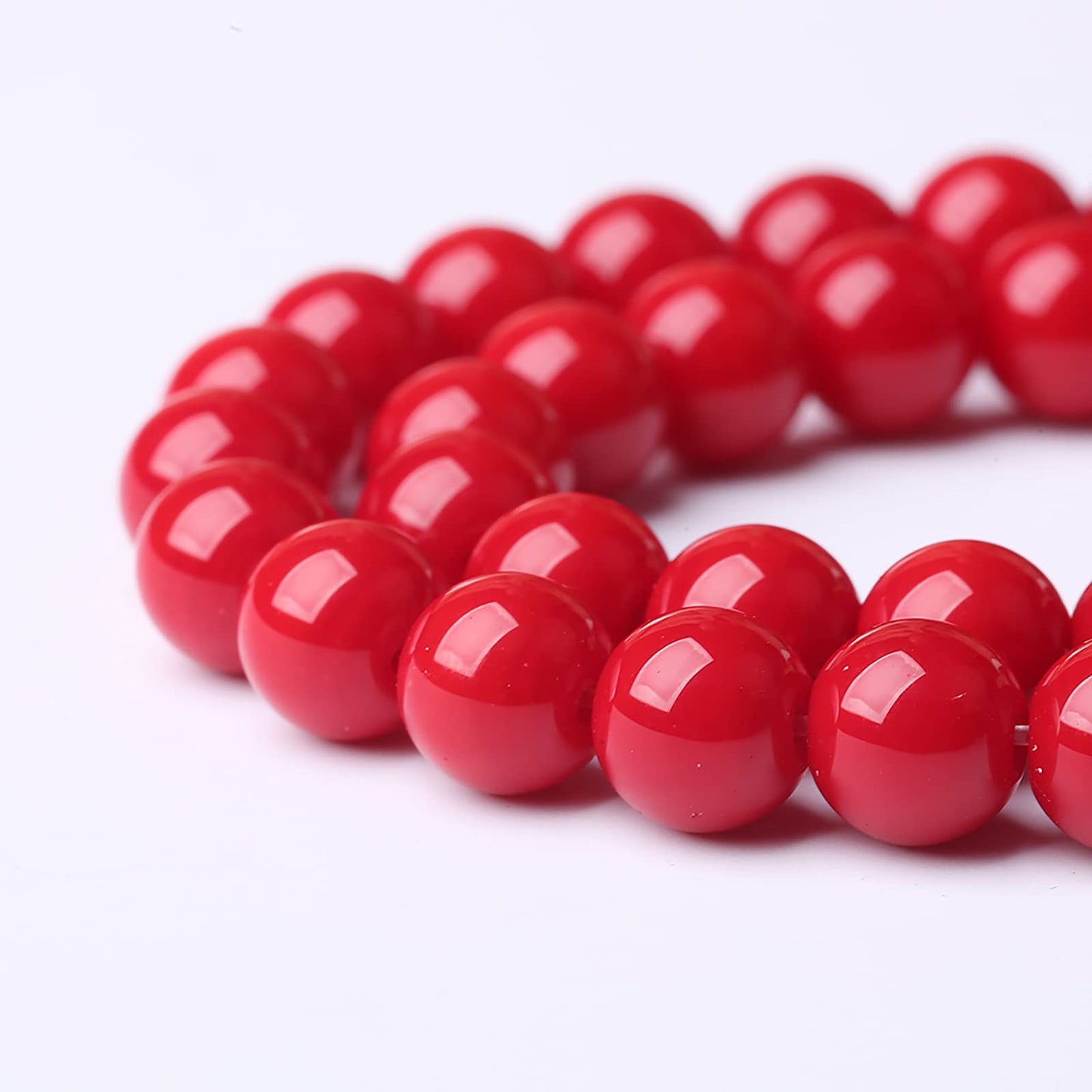 10MM 32pcs Red Glass Beads for Jewelry Making Round Loose Spacer Crystal Energy Healing Power Stone Beads DIY Bracelet Necklace Accessories (Red Glass, 10mm)