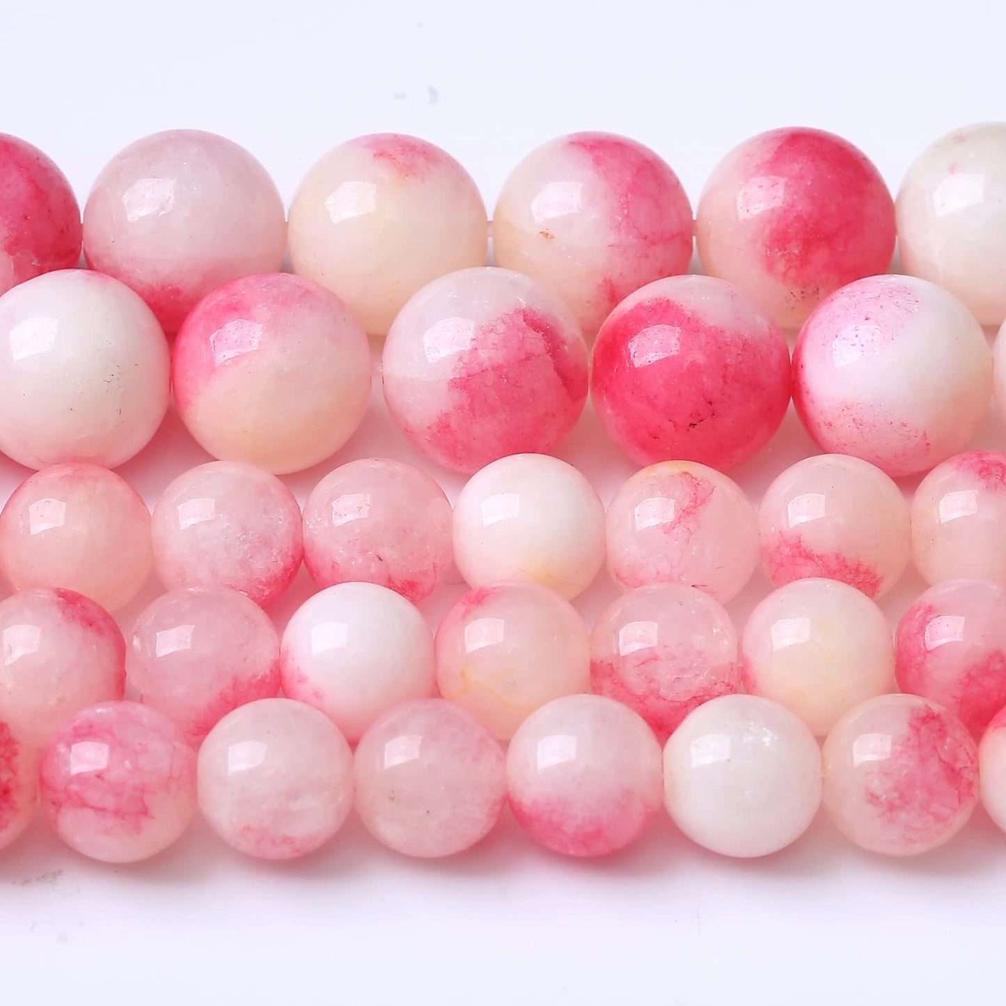 10mm 36pcs Natural Pink Tourmaline Jade Stone Beads for Jewelry Making DIY Bracelet Necklace Accessories 15" Energy Healing Power Stone Beads (Pink Tourmaline Jade, 10mm)