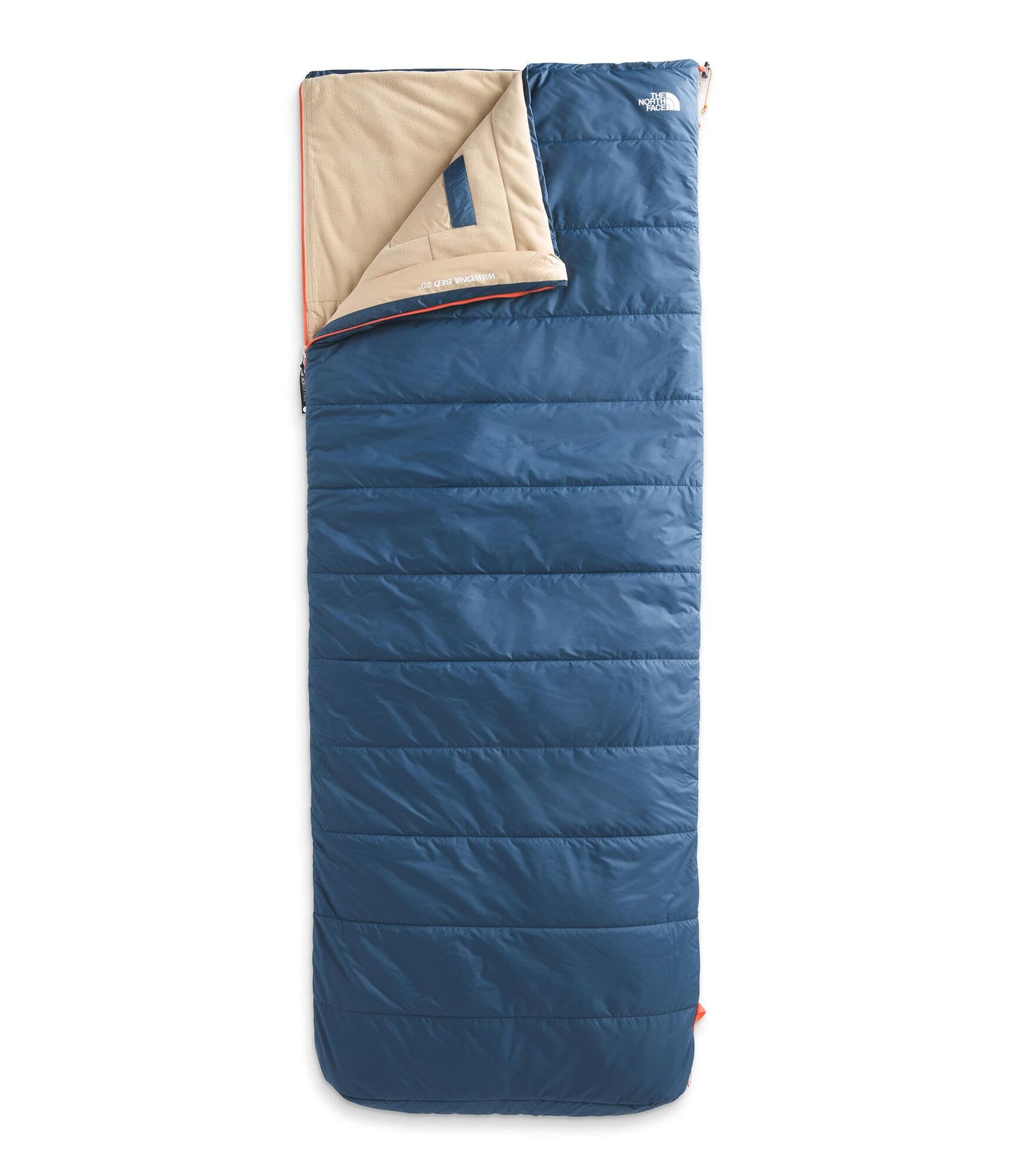 THE NORTH FACE Wawona Bed 20 Sleeping Bag - One Person 20F / -7C Insulated Camping Bag, Water Repellent, Shady Blue-NPF, Long