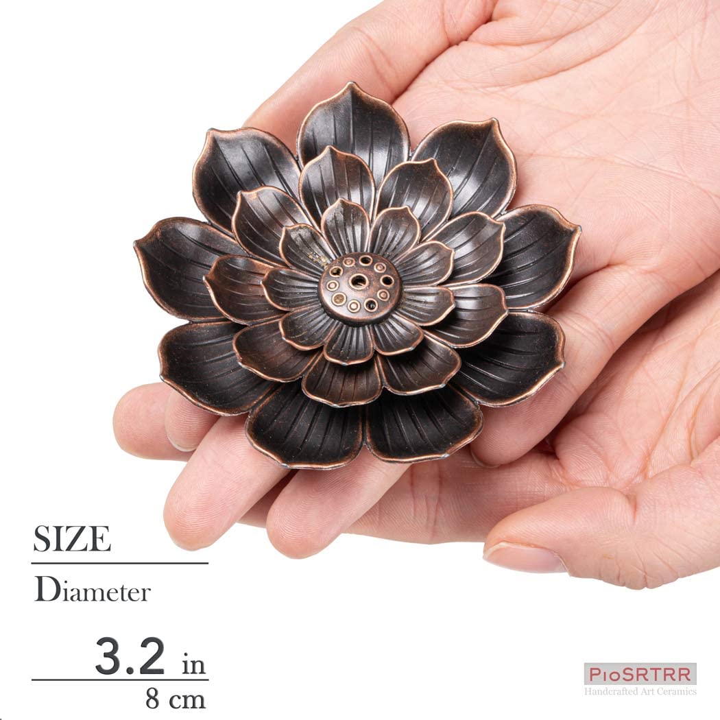 PIOSRTRR Incense Stick Holder-Crystal Lotus Incense Holder,Ceramic Incense Burner