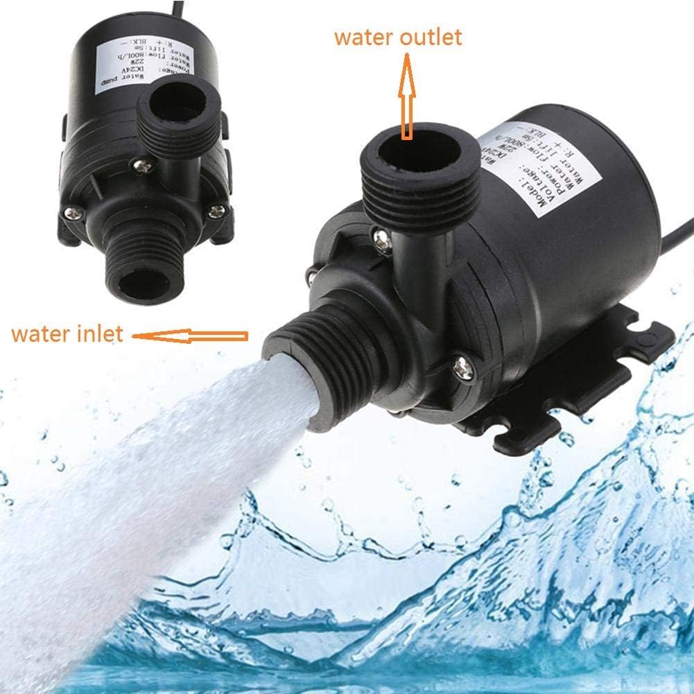 ZAOJIAO DC 12V Brushless Water Pump 1/2'' Male Thread Centrifugal Submersible Pump 800L/H 210GPH 4M/13ft for Fountain Solar Panel Pond Aquarium Water Circulation System Black