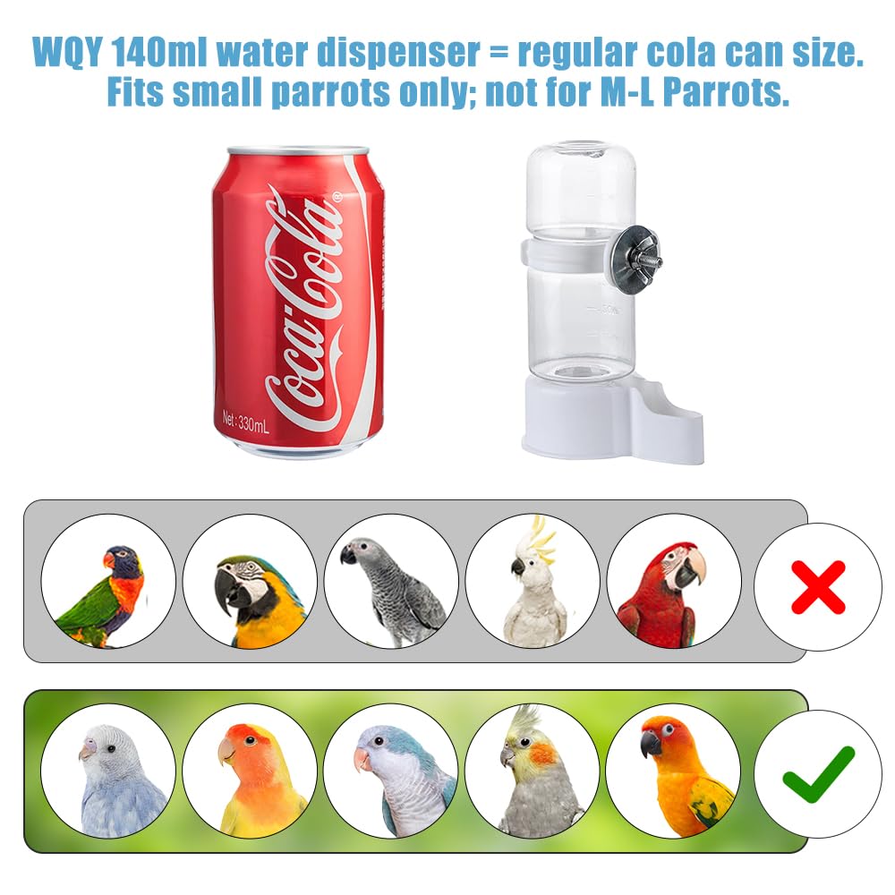 WQY Groceryshop Automatic Pet Bird Water Feeder, Water Dispenser for Cage, Bird Cage Suspended Automatic Pet Water Feeder, Parrot Feeders for Parakeet Budgie Cockatiel Lovebirds Canary Finch
