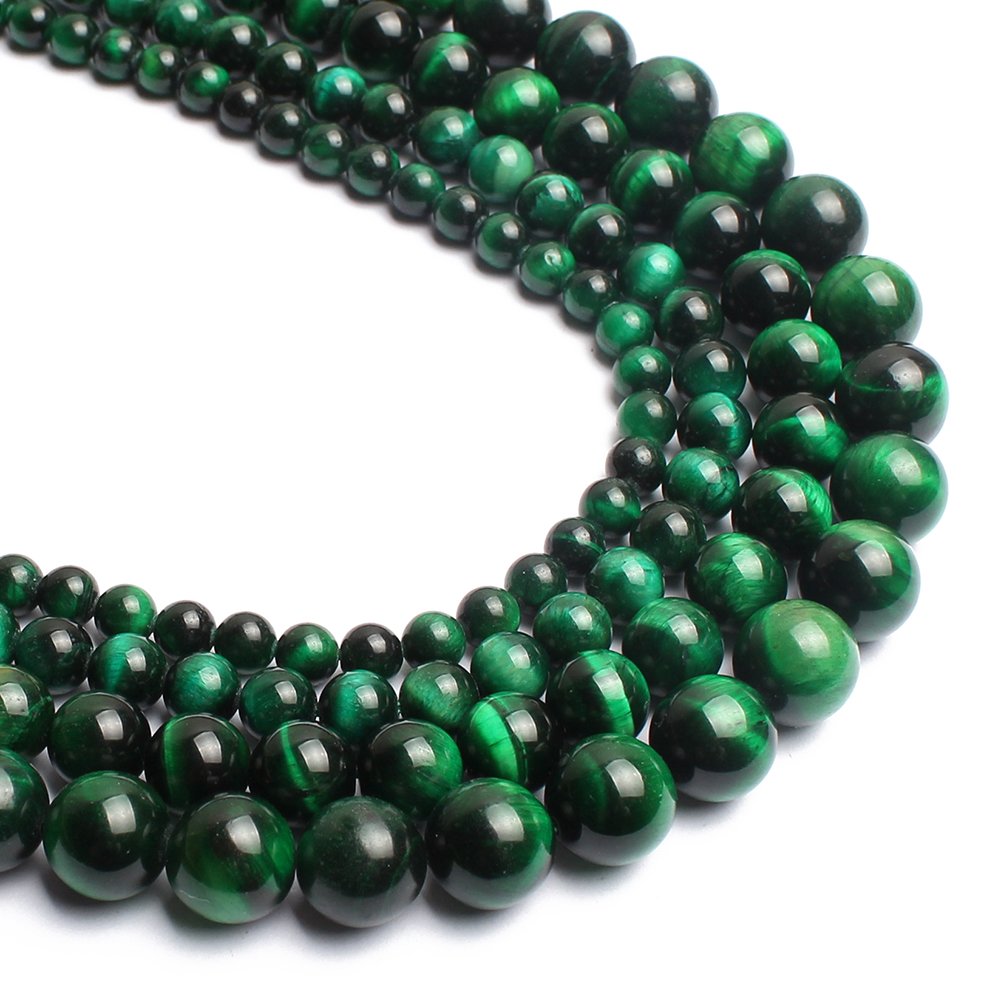 Natural Green Tiger Eye Gemstone Round Loose Beads for Jewelry Making Findings Accessories 1 Strand 15 inches (6mm)