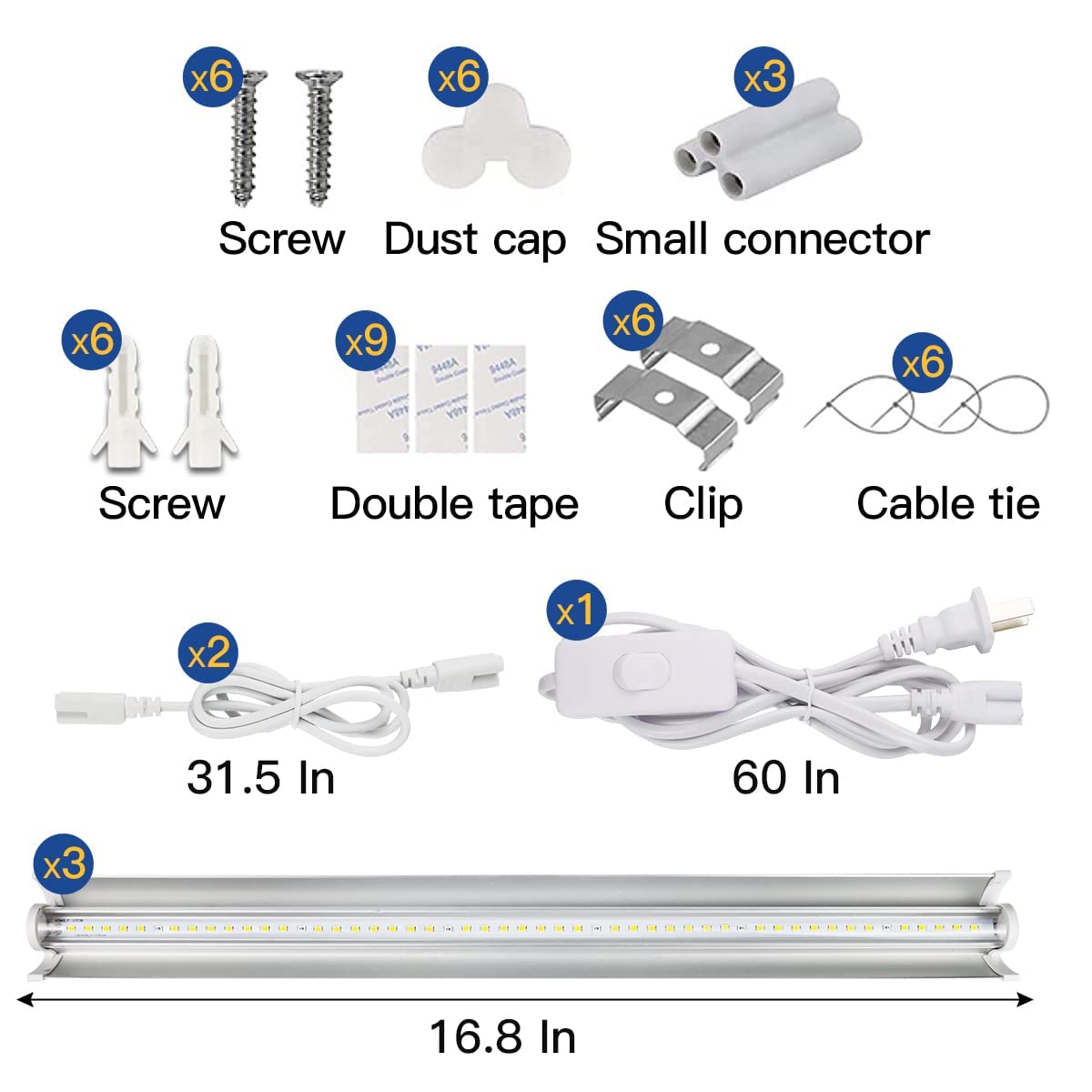GYTF T5 Grow Lights 1.4Ft, 5000K White Full Spectrum LED Plant Growing Lamp Strips for Indoor Plants, Seeds Starting, Succulents, High PPFD with V-Shaped Reflector