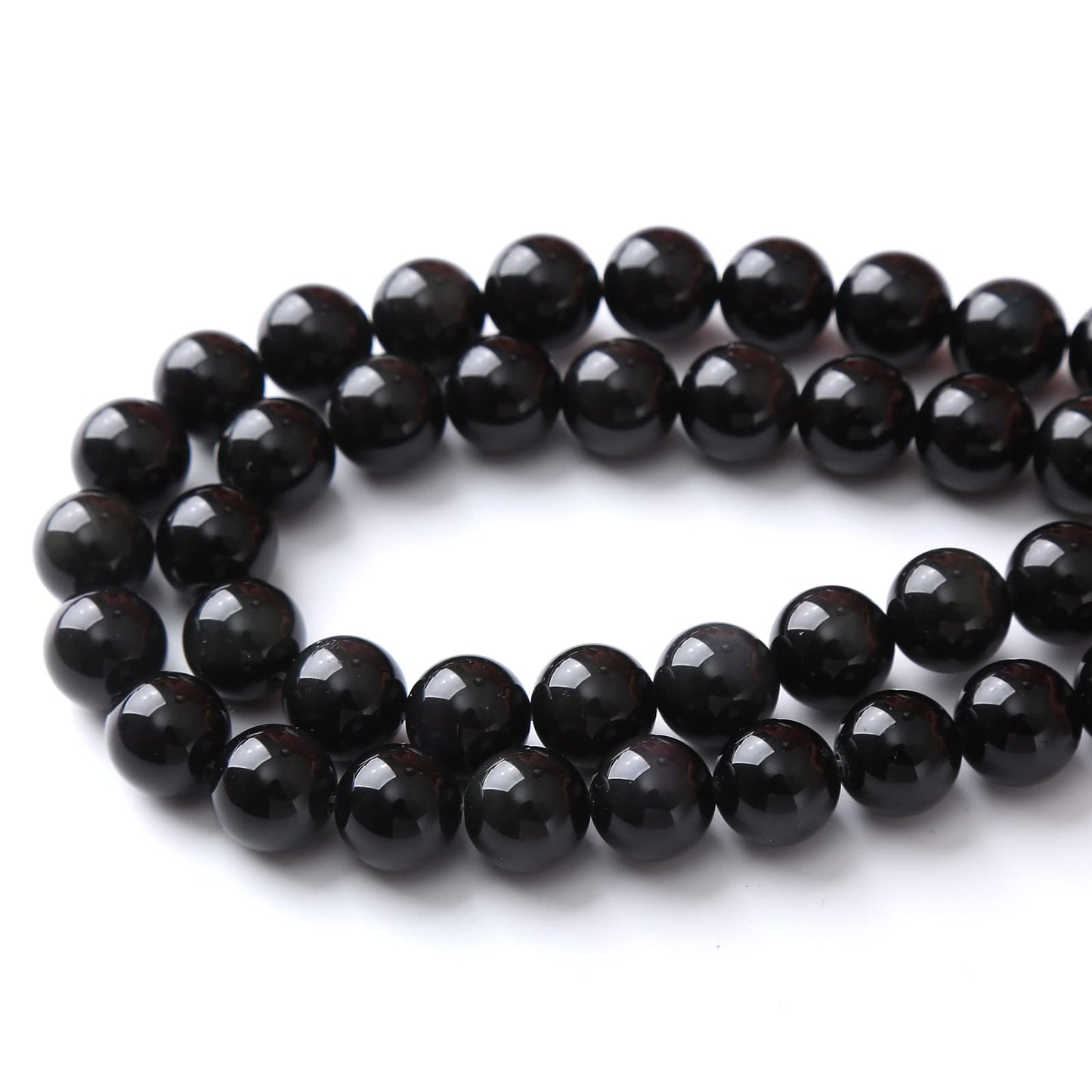 10MM Black Obsidian Round Loose Beads Natural Gem Beads Crystal Energy Stone Beads for Jewelry Making DIY Bracelet Necklace
