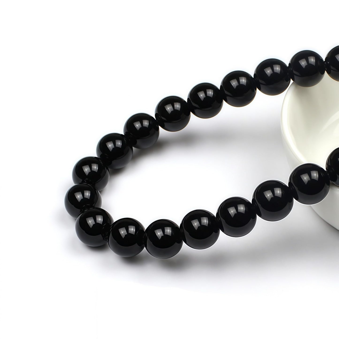 MJDCB Natural Stone Bead Black Onyx Gemstone Loose Beads for Jewelry Making Bracelet Necklace 8mm