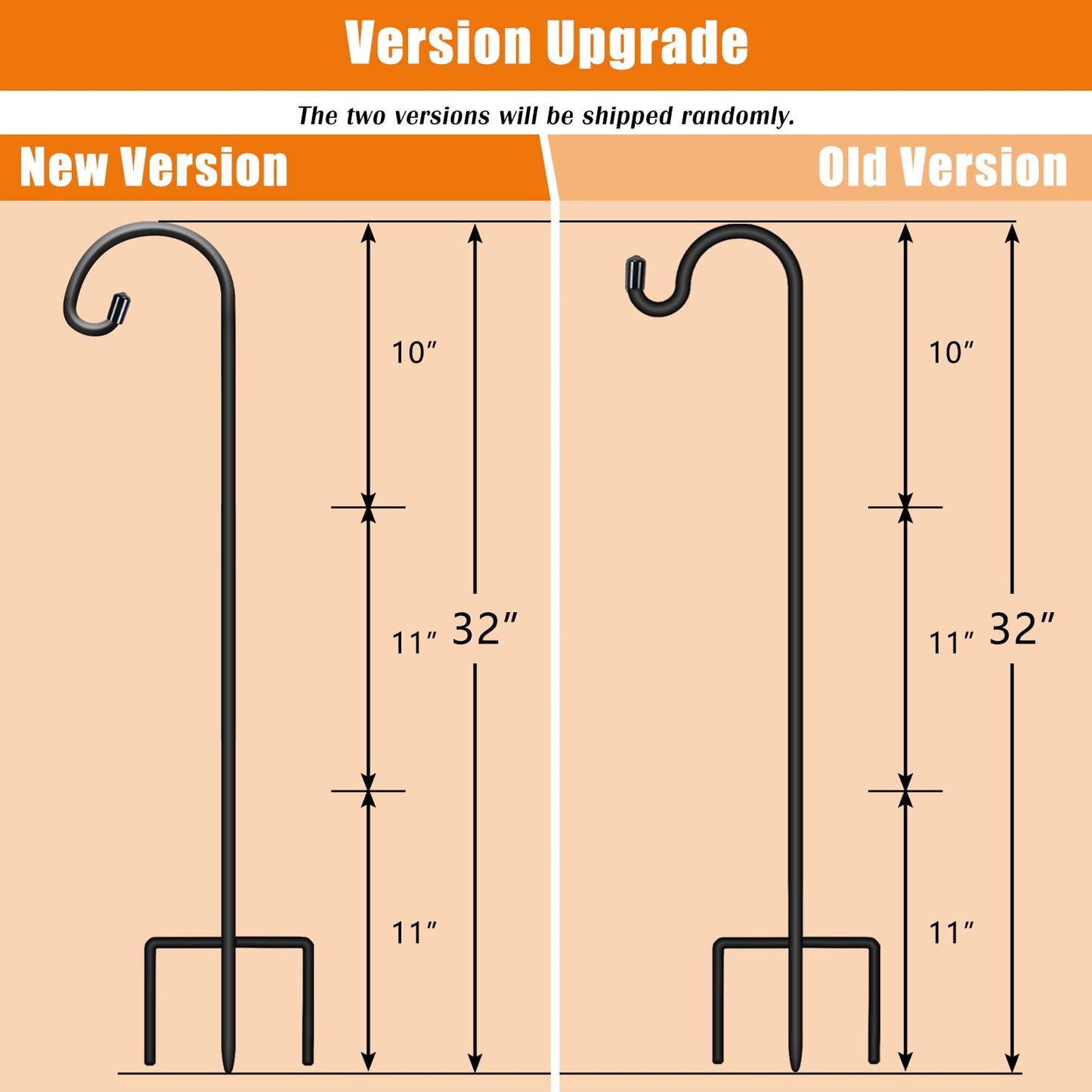 Gtongoko 8 Pack Shepherds Hooks for Outdoor 32 Inch Garden Hooks for Hanging Plants, Lanterns, Bird Feeders, Solar Lights, Mason Jars, Weddings Decor, Adjustable, Matte Black