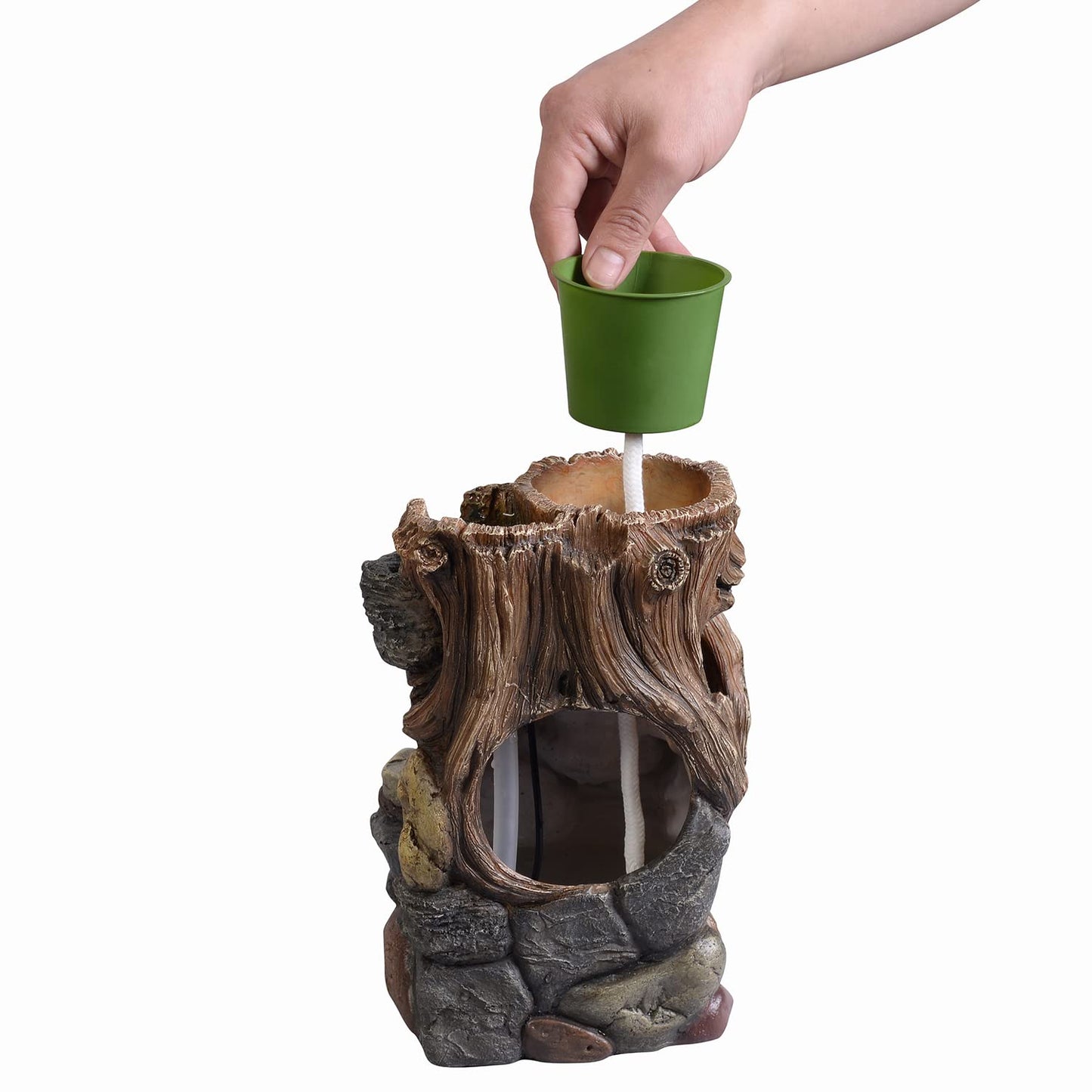 GOSSI Indoor 5-Tier Rockery Tabletop Waterfall Fountain with Auto Watering and Small Plastic Plant Pot, Decorative Home Water Fountain (22021)