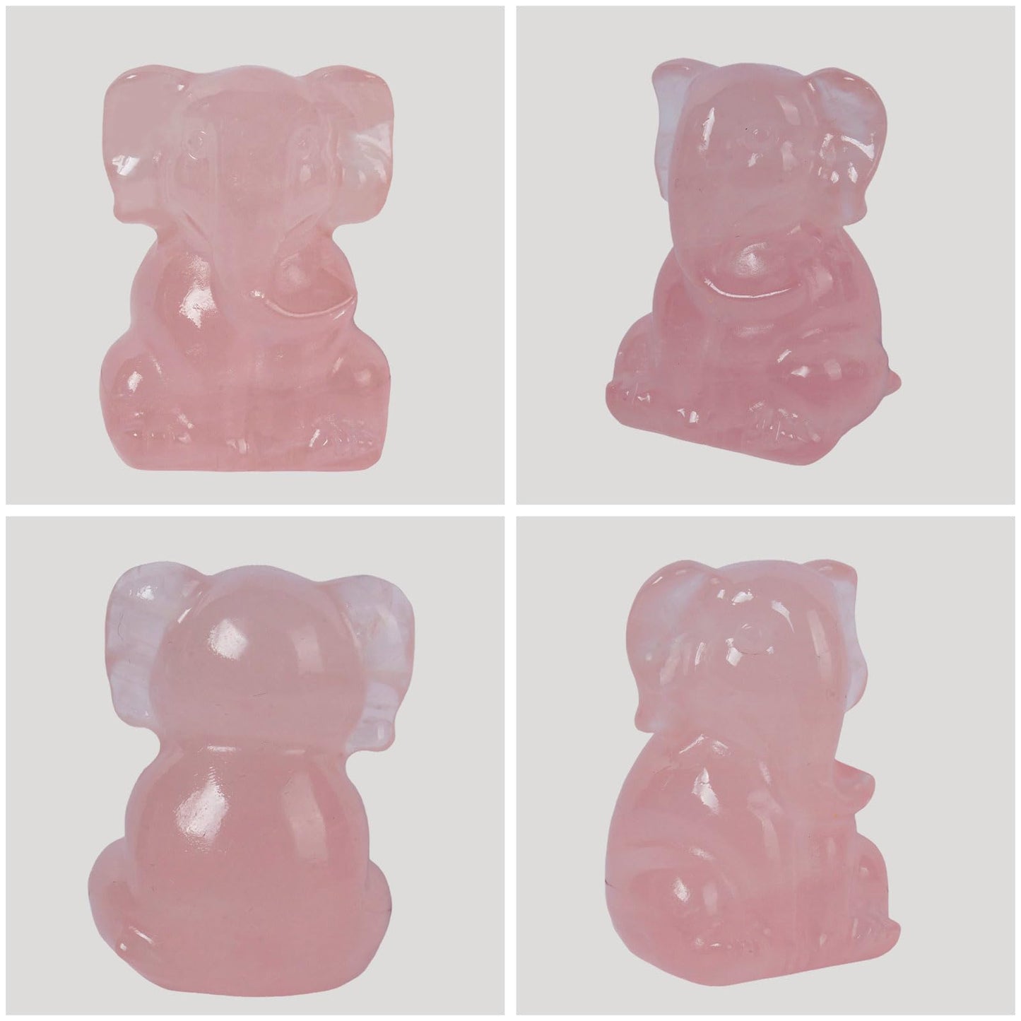 Ytbeoxk 2 Inch Crystal Elephant Decor Statues, Rose Quartz Cute Sitting Elephant Figurines, Reiki Healing Crystal Carved Animal Statues, Home Office Desk Hand Carved Decor Gifts for Women