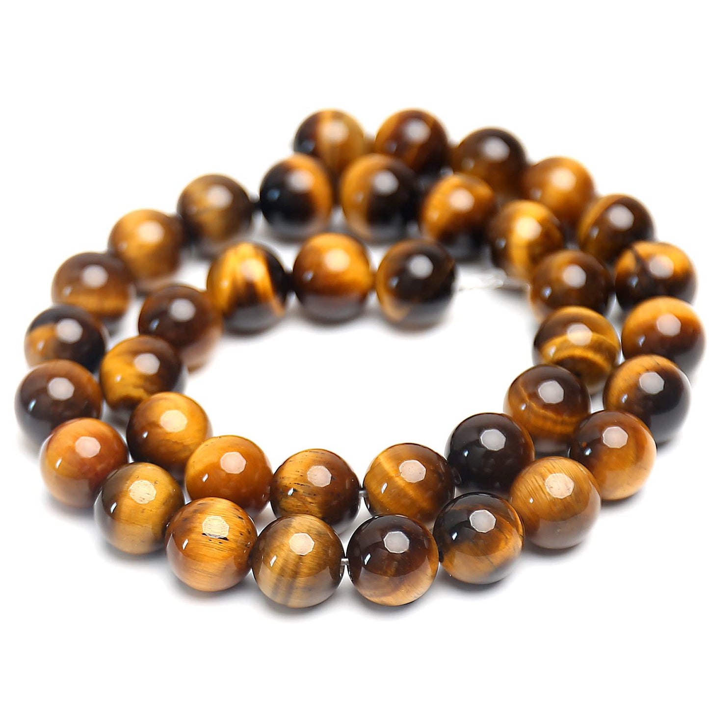 Natural Classic Tiger Eye Beads, Grade AAA Gemstone Round Loose Beads 10MM 40PCs Bulk Lot Options, Semi Precious Stone Beads for Jewelry Making