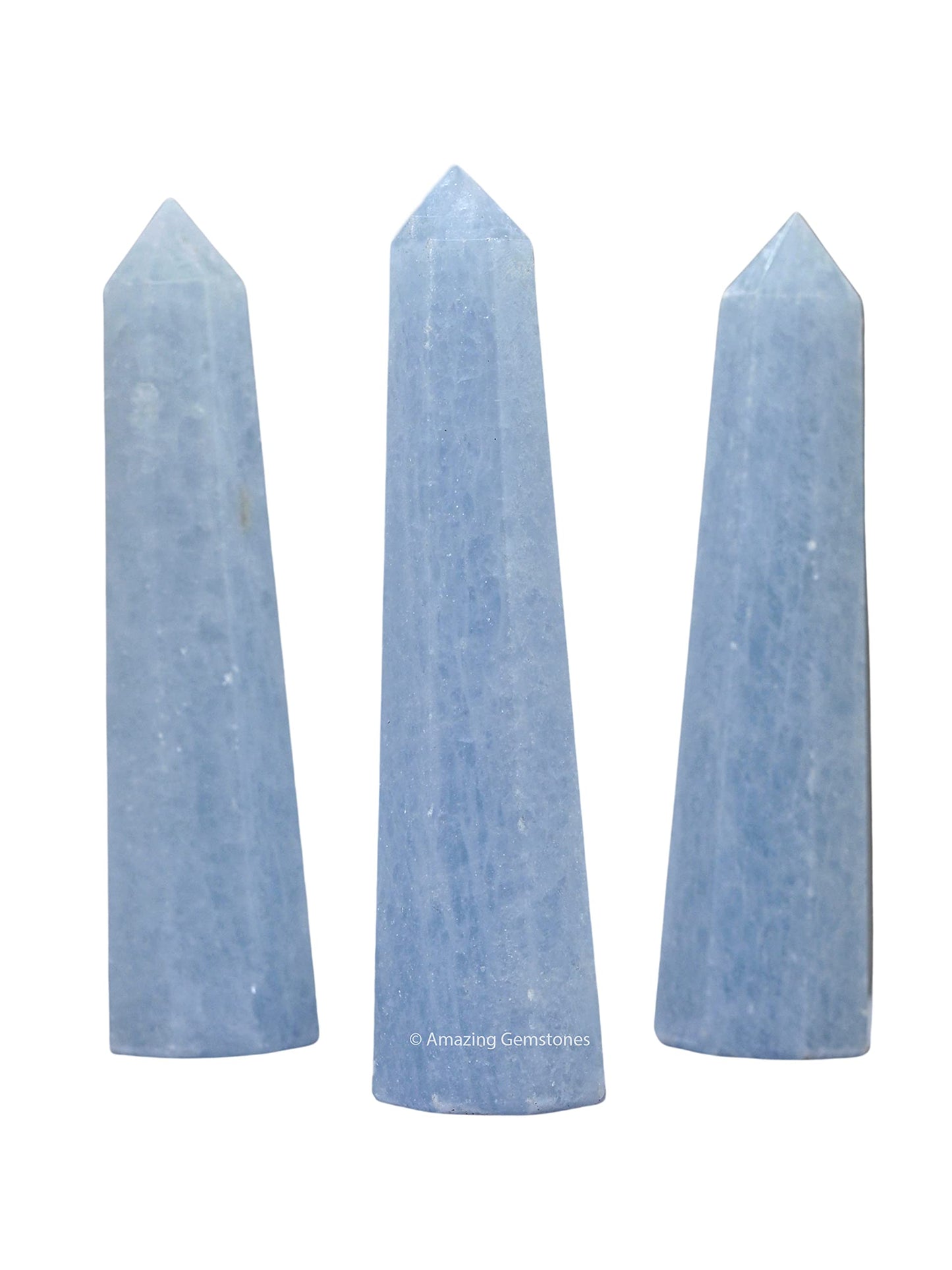 Amazing Gemstone Blue Calcite Celestite Crystal Towers ~ Natural Healing Crystal Point Obelisk for Reiki Healing and Crystal Grid (2" to 3" Inch)