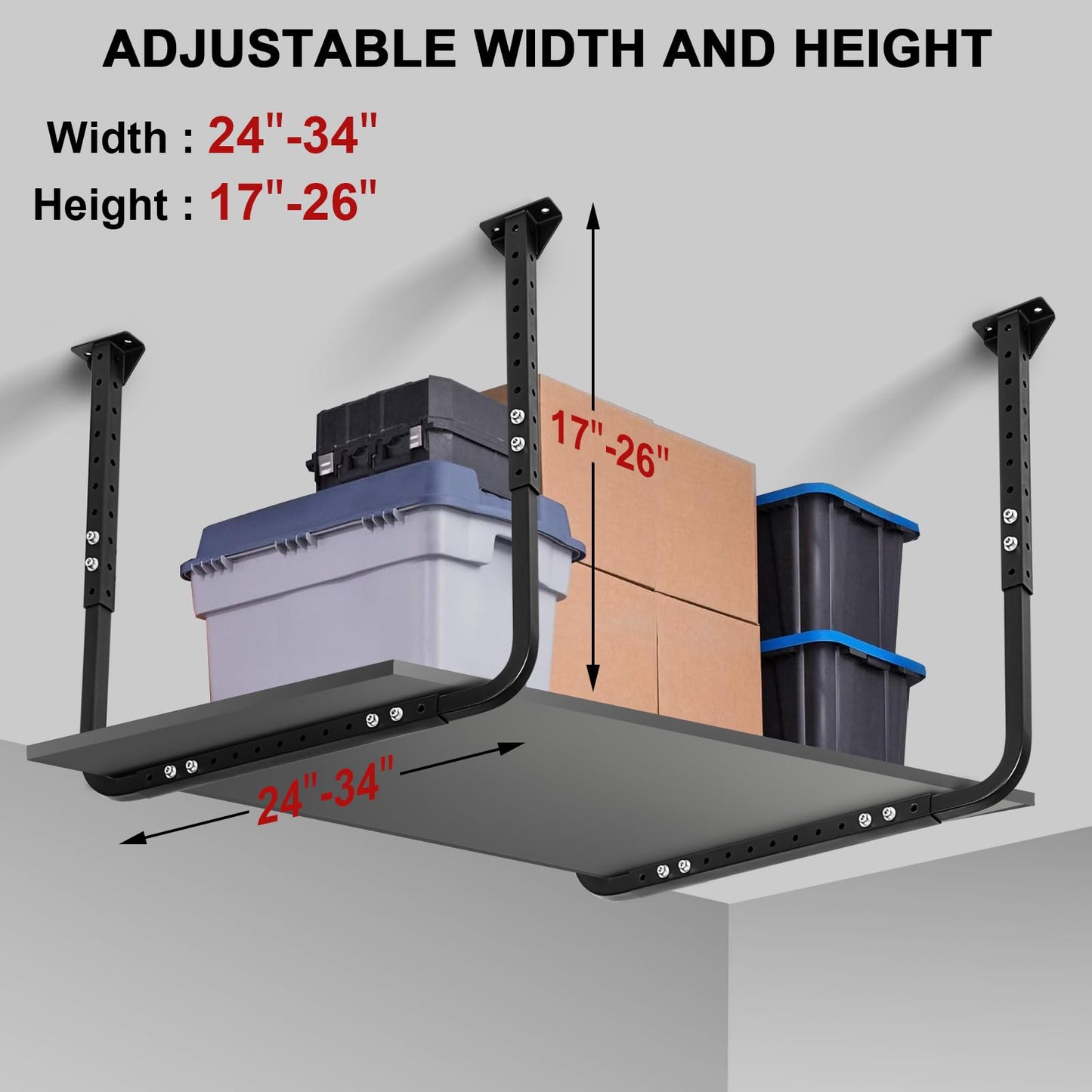Colinktool Adjustable Ceiling Storage Racks, Overhead Storage Bracket, Heavy-Duty Shelves, 33 in. x 34 in, 200lbs Weight Capacity for Garage