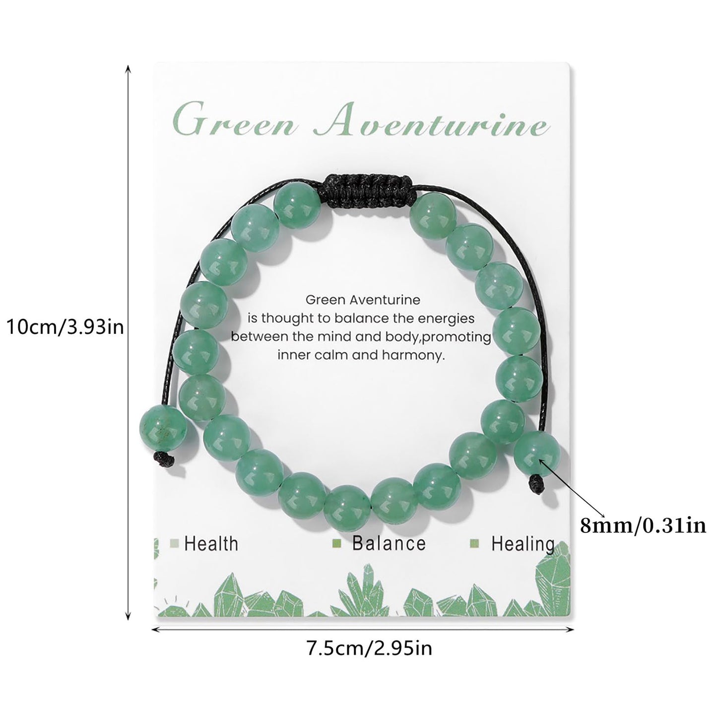 Jade Bead Bracelet for Women 8mm Green Aventurine Bracelet Crystal Beaded Bracelets Healing Crystal Bracelets Jade Jewelry for Women Men