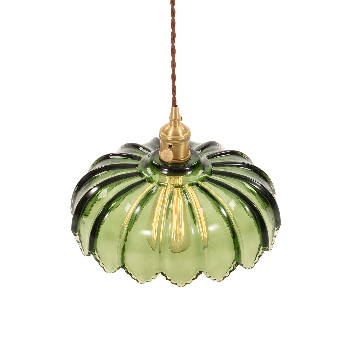 XZHGCEE Plug in Pendant Light Fixtures: Hanging Light Plug in Green Glass Hanging Lamp, Pendant Lighting for Kitchen Island, Bedroom, Dining Room, Living Room, E26 No Bulb