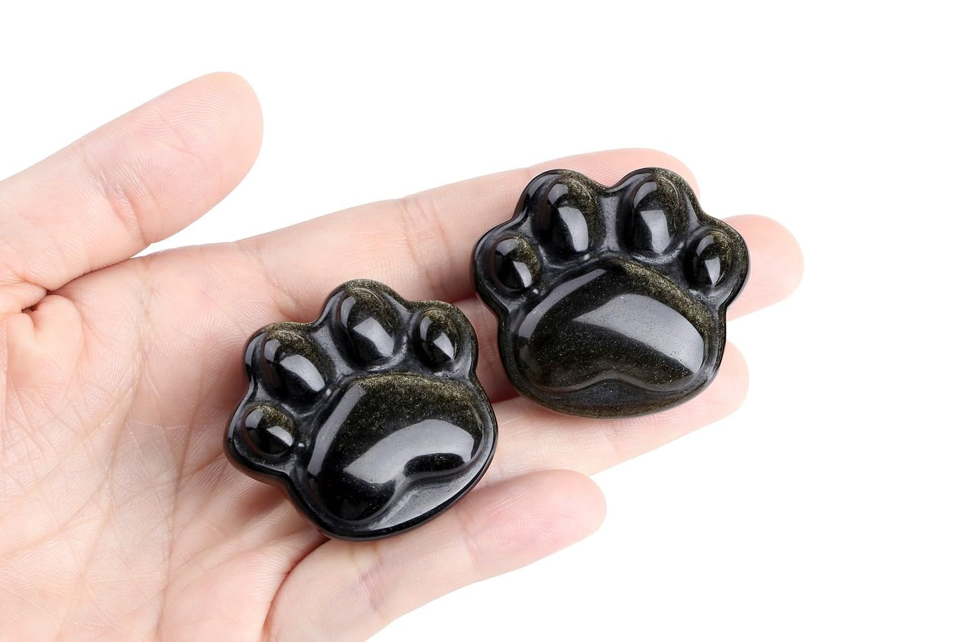 NUKAYAI Gold Obsidian Cat Statue Crystals and Healing Stones Carved Figurines for Handcrafted Worry Stone Crystal Decoration Natural Gemstones Mini Trinkets for Cat Women Lovers