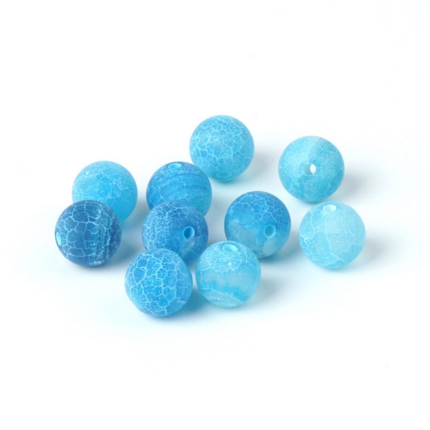 100Pcs Natural Stone 6mm Blue Frosted Spider Net Agate Round Loose Gemstone Energy Healing Beads Hole Size 1mm DIY Smooth Beads for Bracelet Necklace Jewelry Making