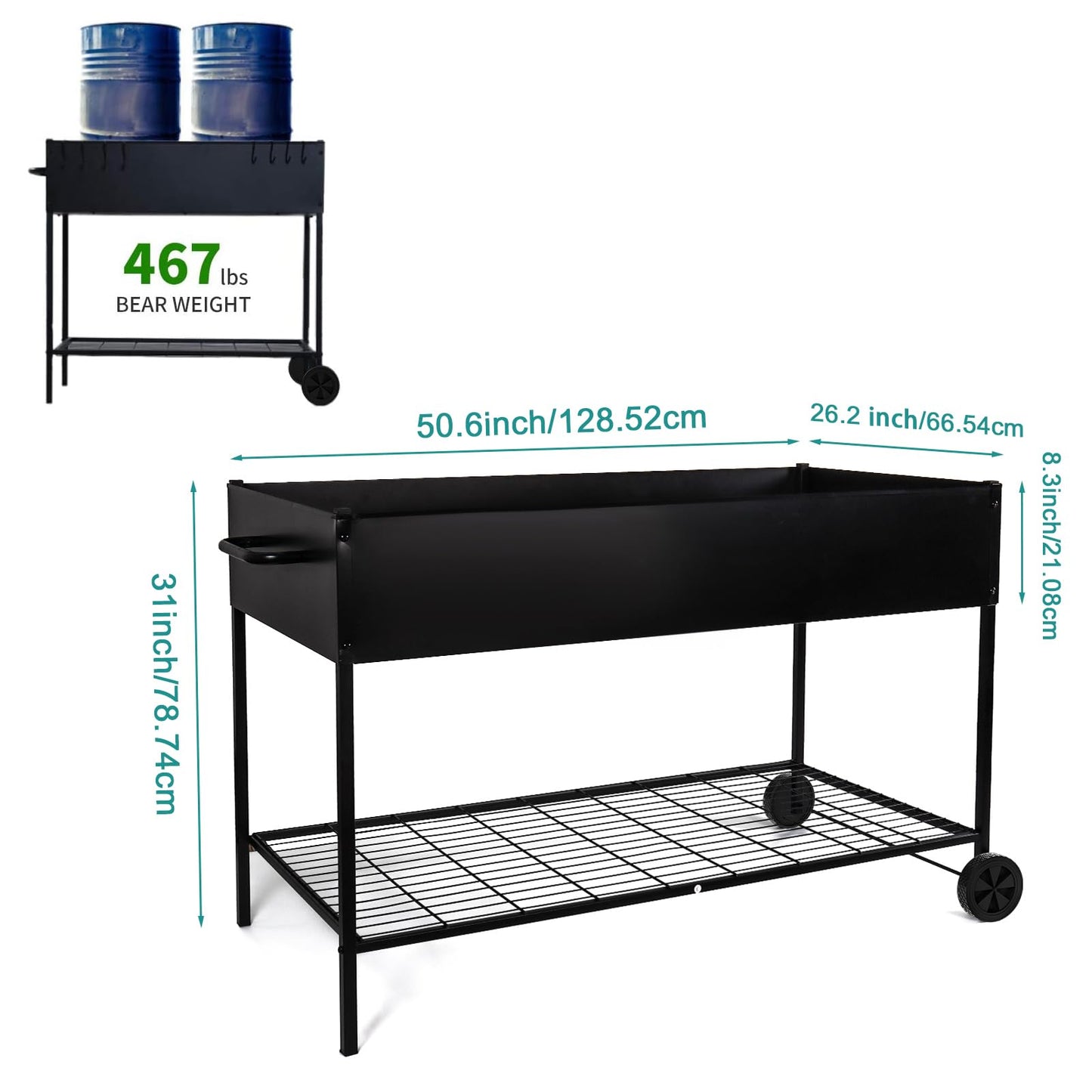 MIXC 50 * 26 * 31 Large Metal Raised Garden Beds with Legs, Elevated Planter Boxes Outdoor Raised for Gardening, Bigger Planter Box for Vegetable Flower Herb