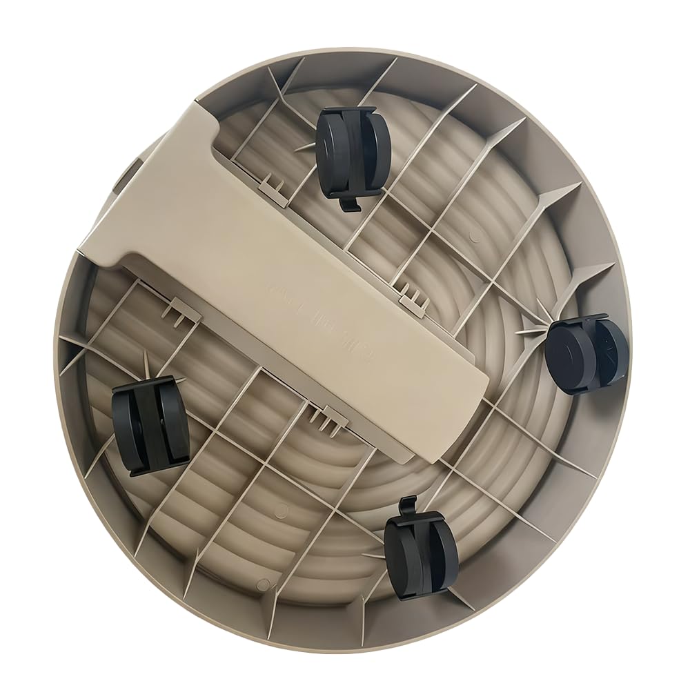 brilliant choice Flower Pot Rolling Plant Caddy with Hidden Drain Reservoir, Large Round Planter Tray with Brake Wheels(Mocha)