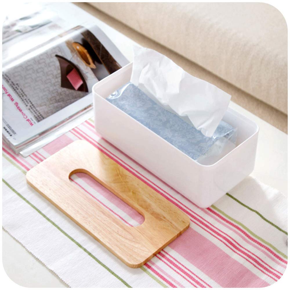 Wood Tissue Box Cover Gloves Box Holder Wooden Rectangular Tissue Box Holder for Storage on Bathroom Vanity, Countertop, Bedroom Dresser (Large(10.2 x 5.1 x 4.5))