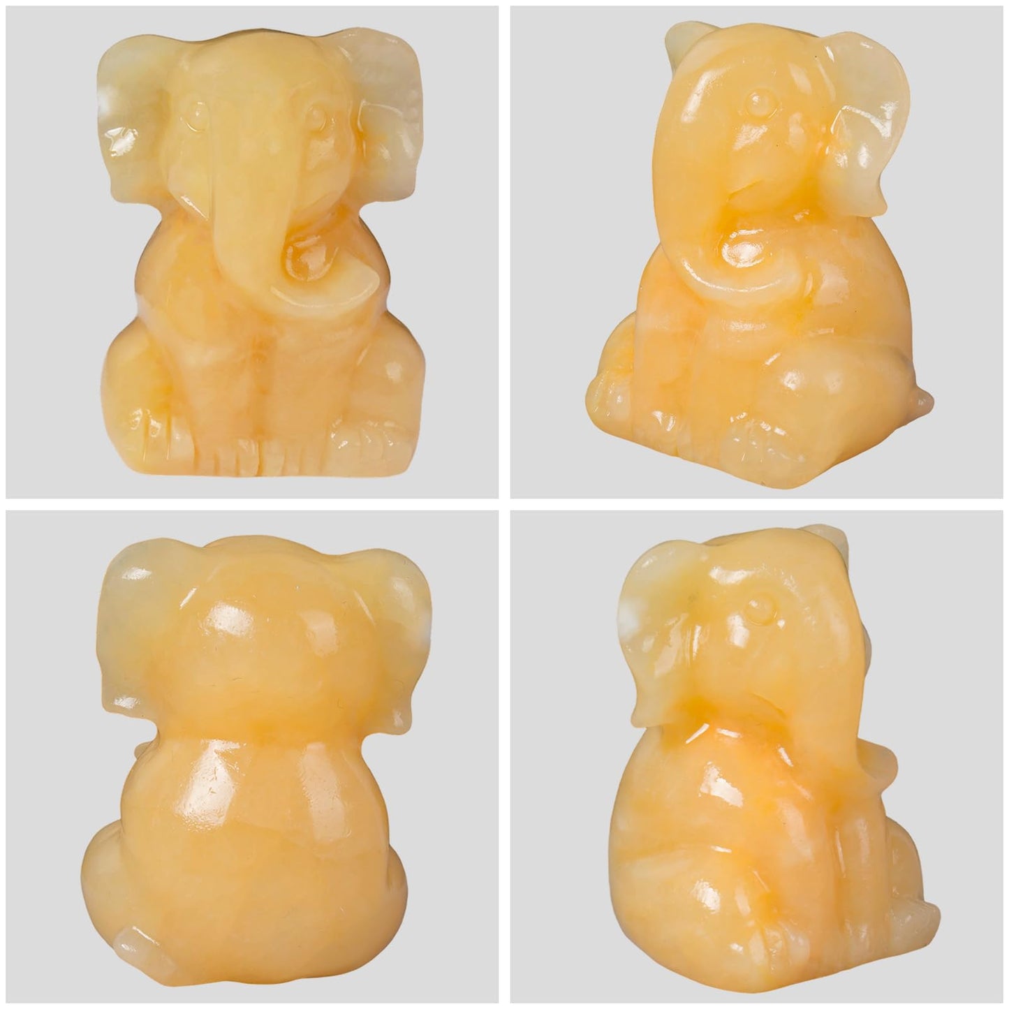 Ytbeoxk 2 Inch Crystal Elephant Decor Statues, Yellow Calcite Cute Sitting Elephant Figurines, Reiki Healing Crystal Carved Animal Statues, Home Office Desk Hand Carved Decor Gifts for Women